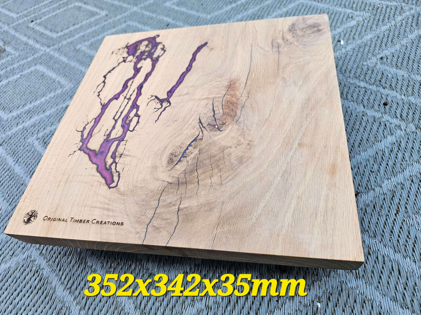 chopping board Purple Epoxy Resin and Fractal Burned Wood Board