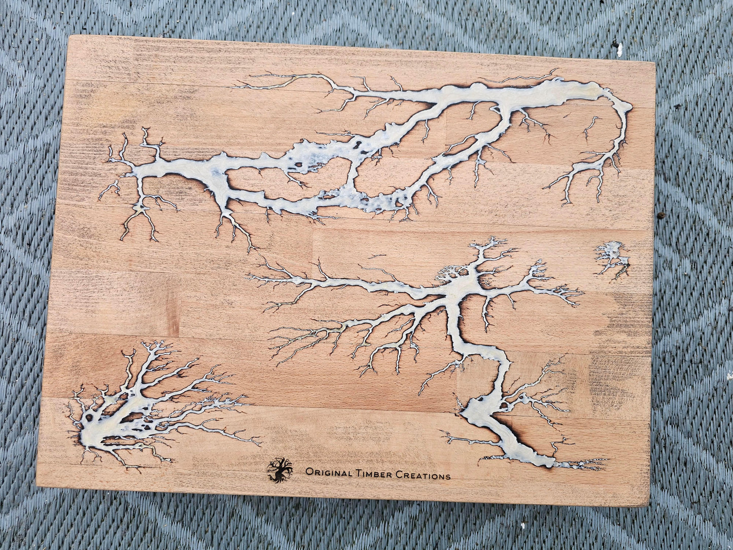 Chopping Board Fractal Burned Resin Handmade Lichtenberg Wood Cutting