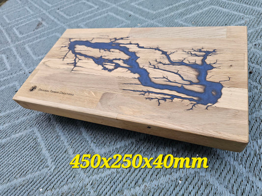 chopping board Fractal Burned Oak with Blue Epoxy | 450x250x40mm |