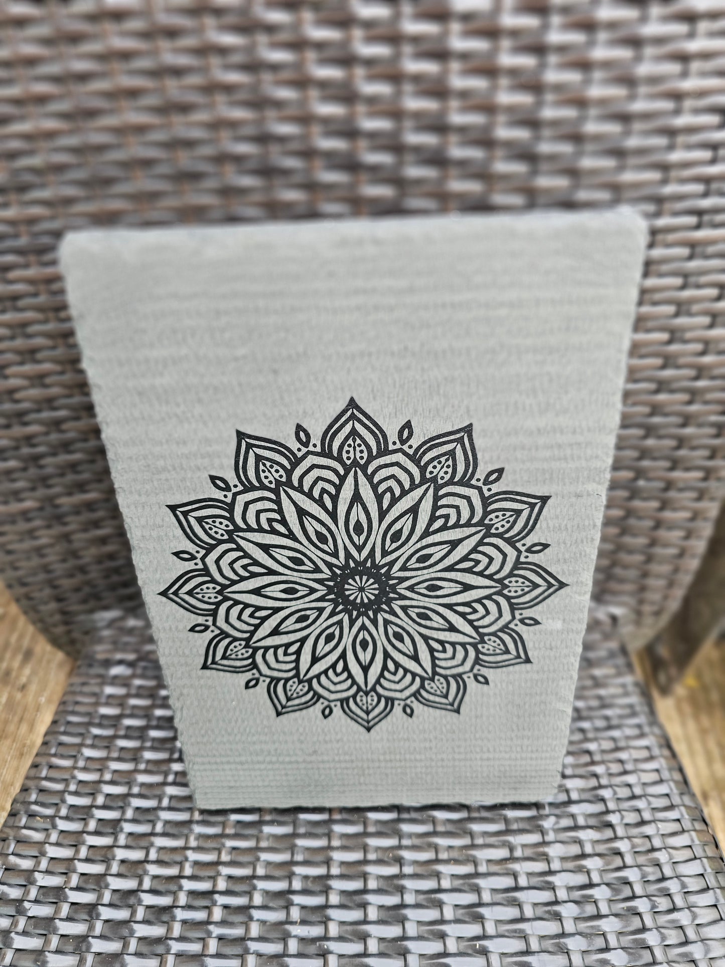 Slate Mandala Engraved Sign | Laser Etched Wall Art | Handmade Boho