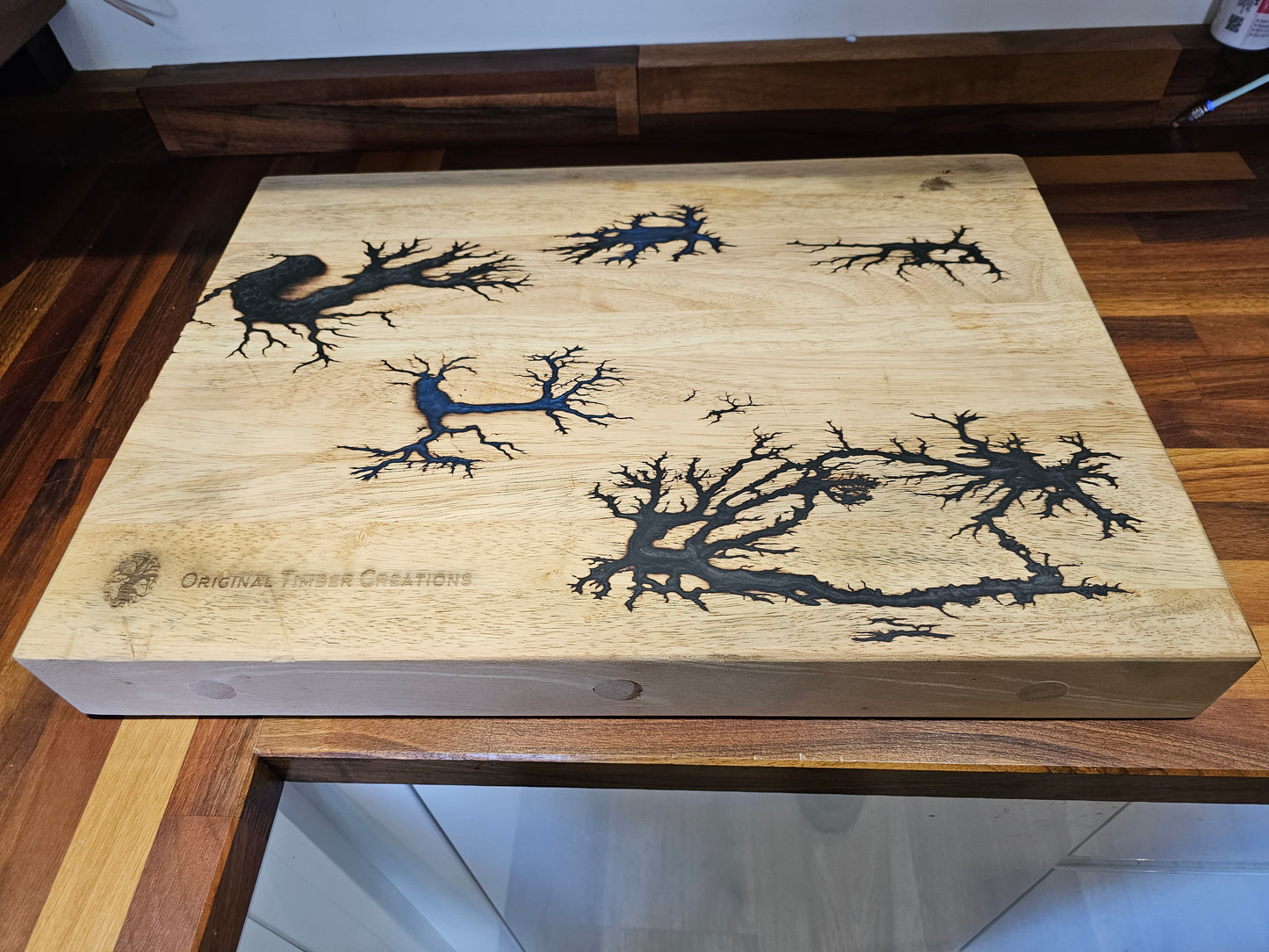 chopping board, Fractal Burned Butchers Block – Handmadd Lichtenberg