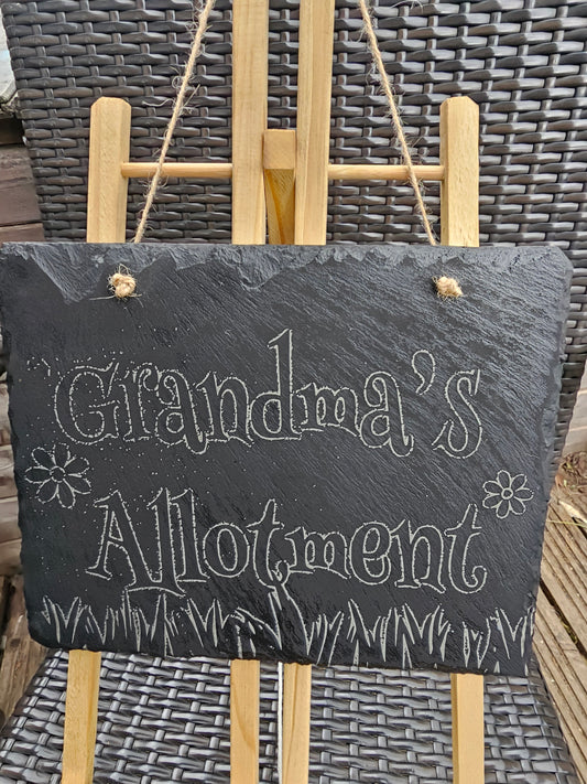 slate Personalised “Grandma’s Allotment” Sign – Garden Plaque