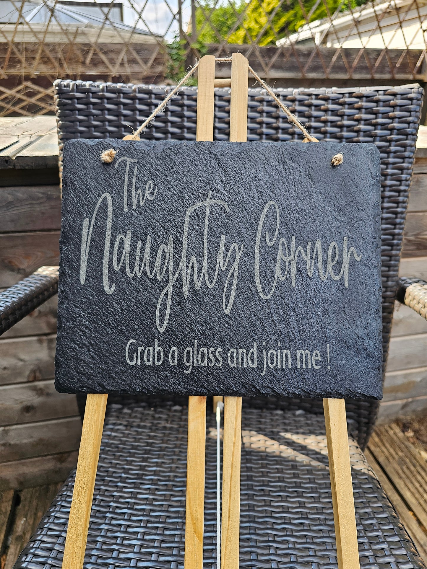 slate The Naughty Corner Sign – Laser Engraved 25x20cm Hanging Plaque