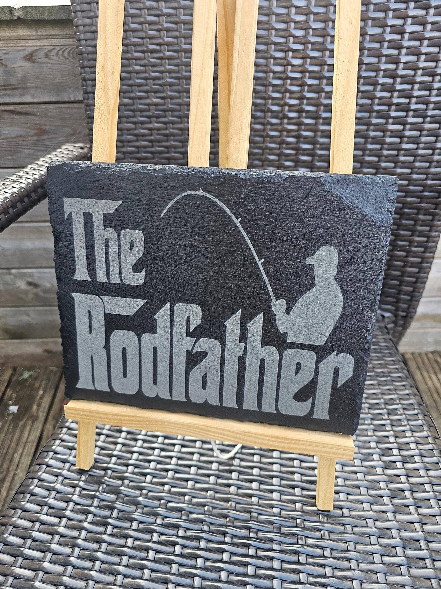 slate The Rodfather Plaque – Funny Fishing Gift for Dad