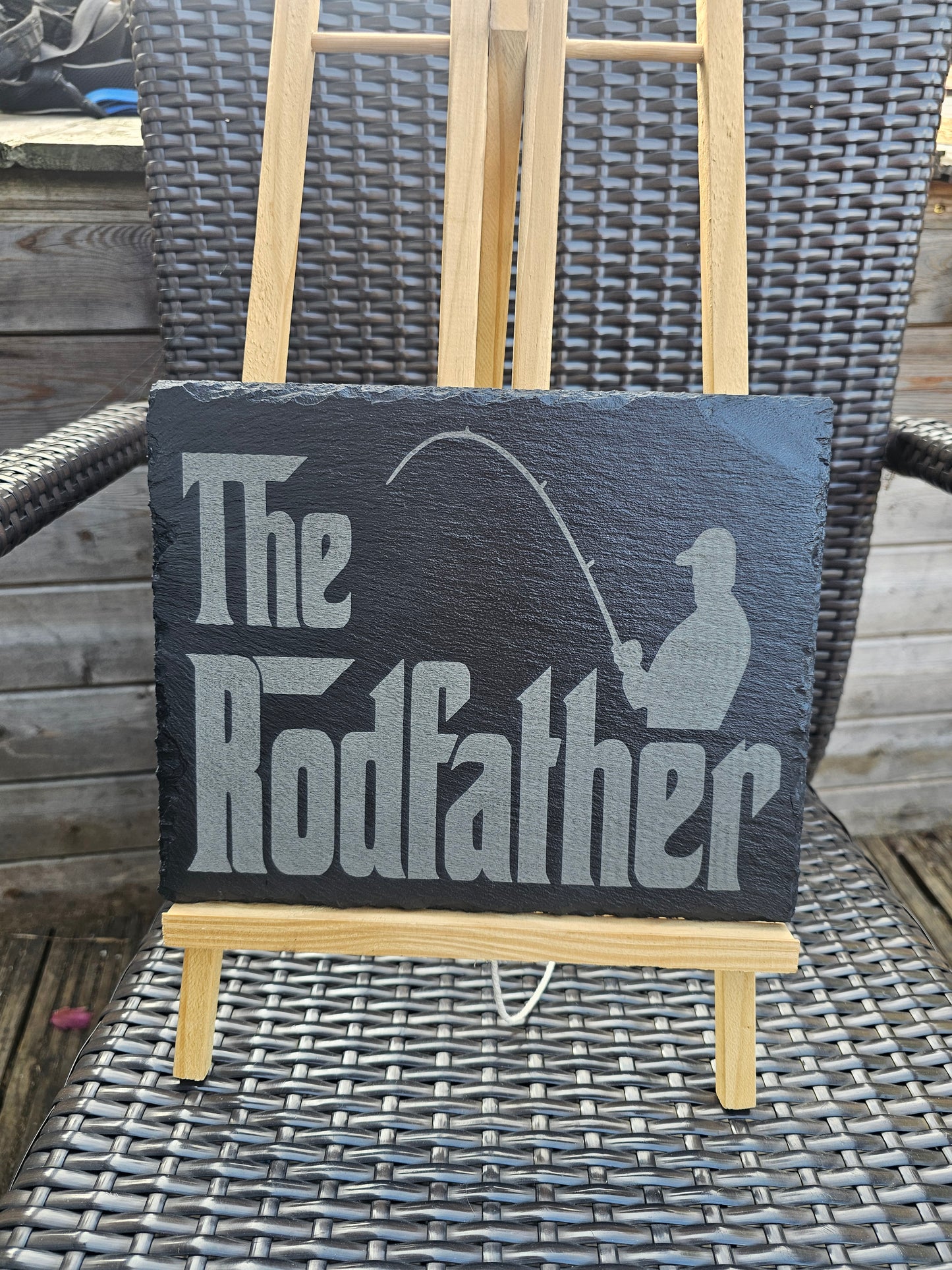 slate The Rodfather Plaque – Funny Fishing Gift for Dad
