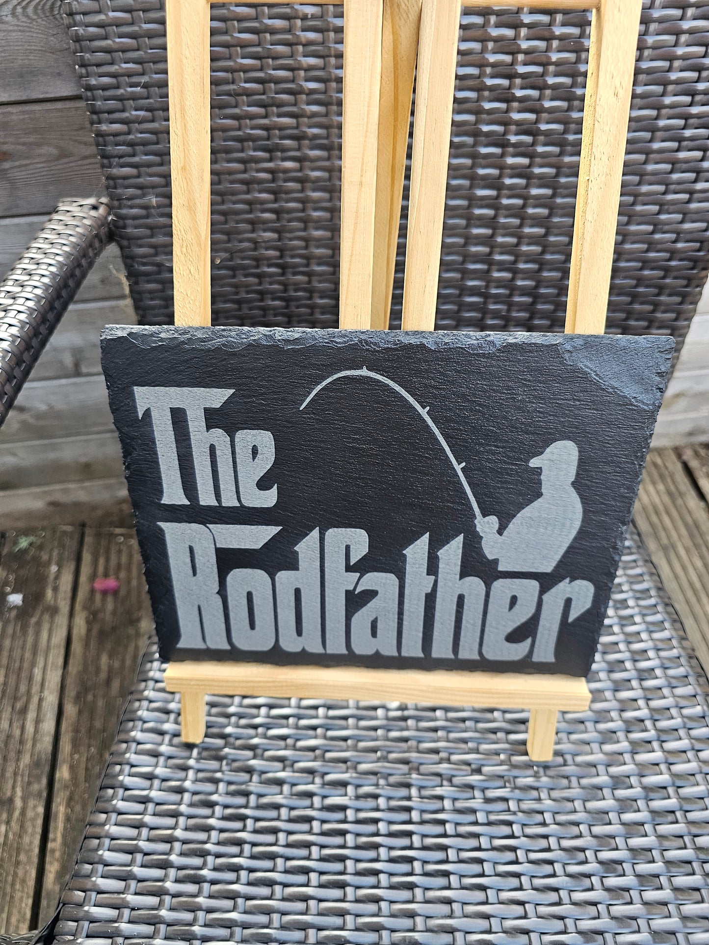 slate The Rodfather Plaque – Funny Fishing Gift for Dad