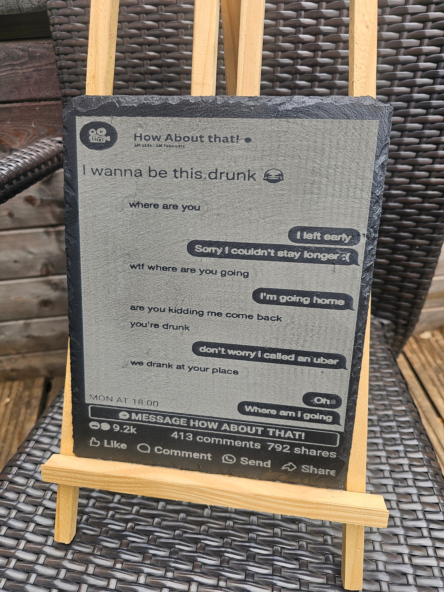 slate Personalised Text Message Plaque – Your Own Funny or Sentimental