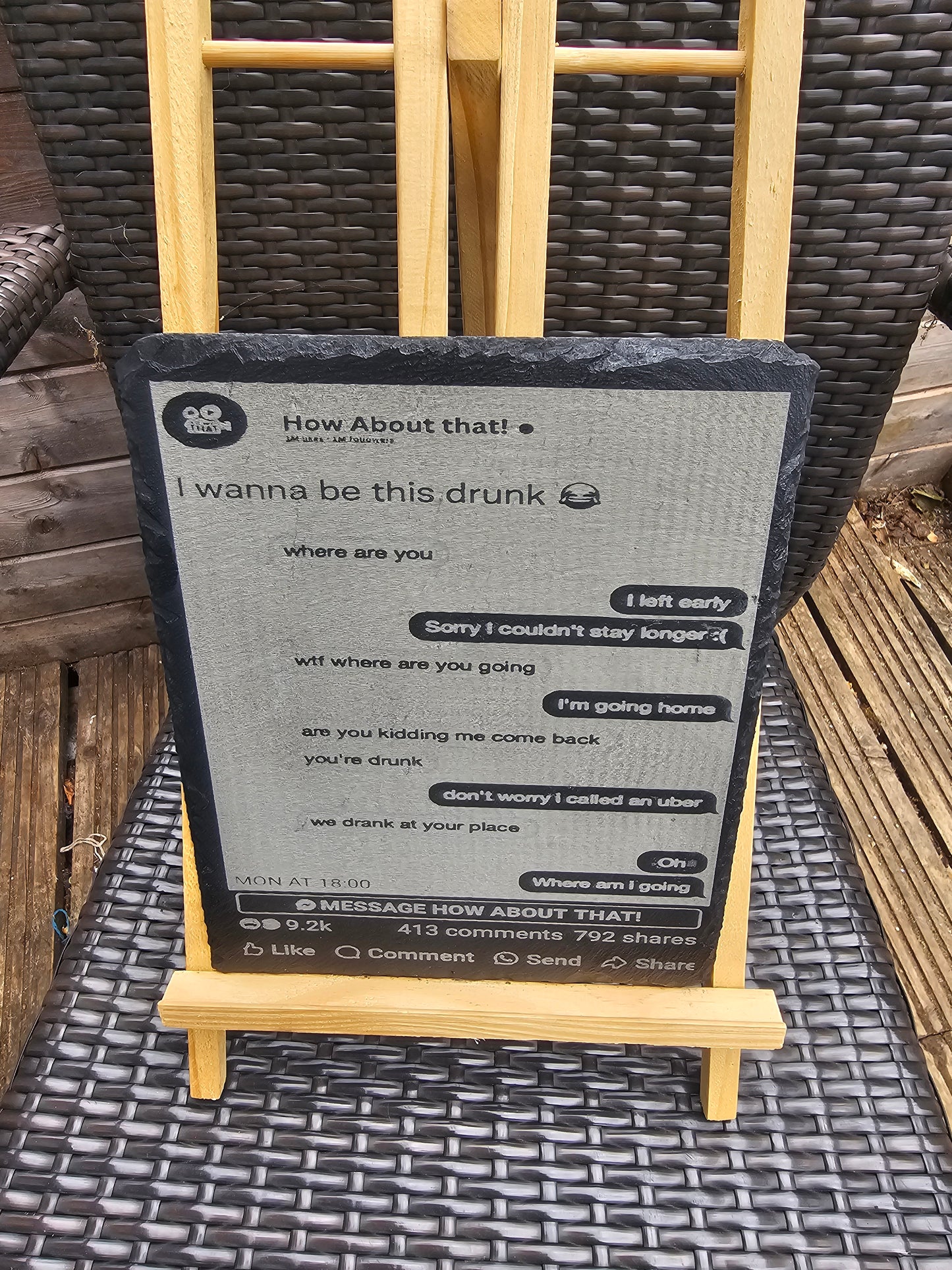 slate Personalised Text Message Plaque – Your Own Funny or Sentimental