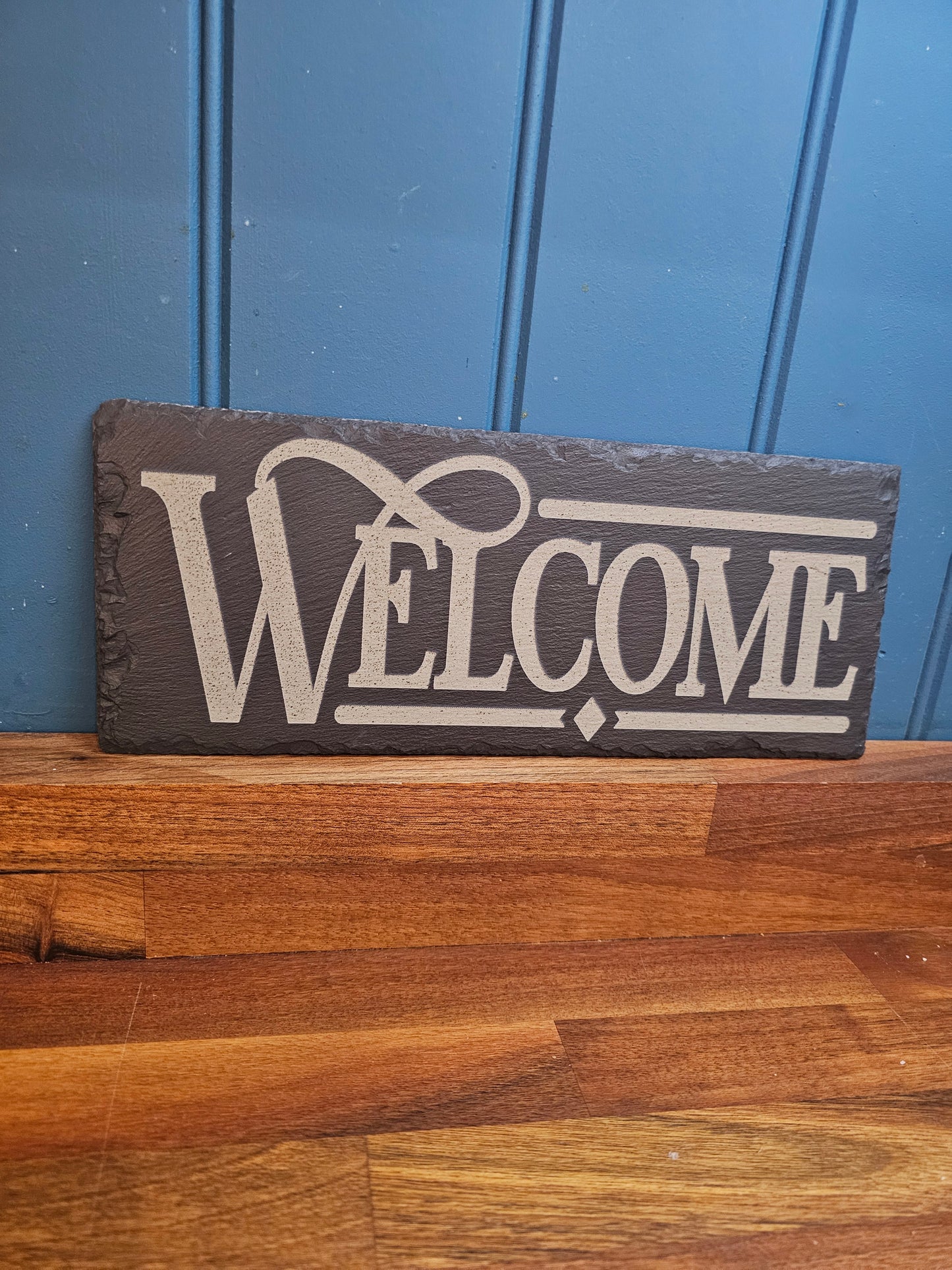 slate WELCOME Sign – Laser Engraved Hanging Plaque | Rustic Outdoor