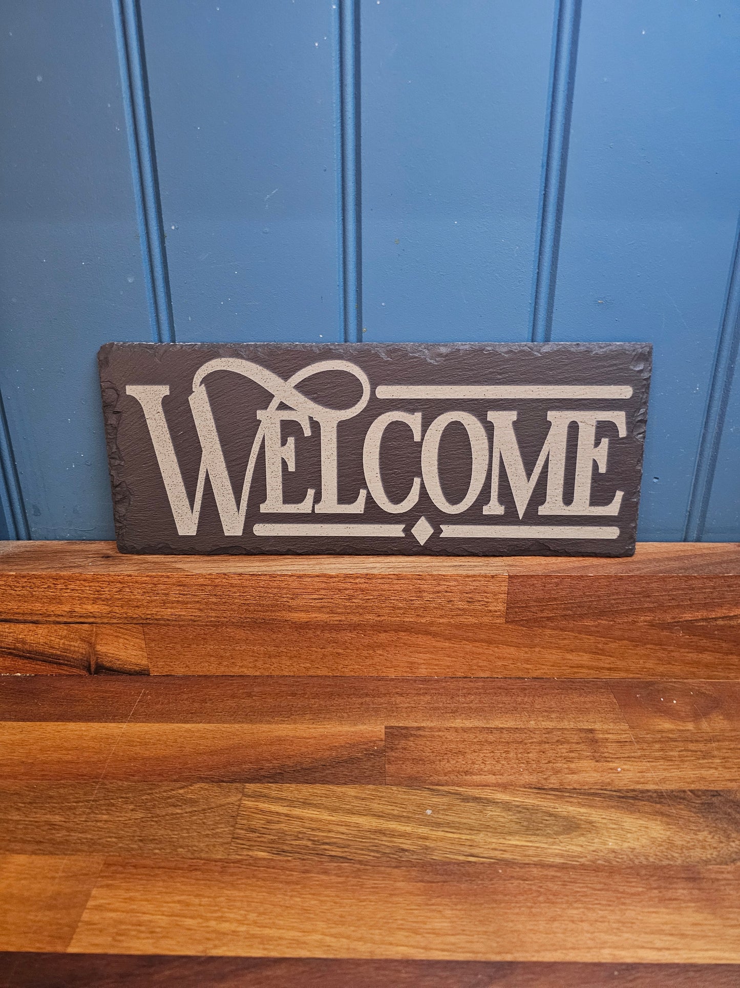 slate WELCOME Sign – Laser Engraved Hanging Plaque | Rustic Outdoor