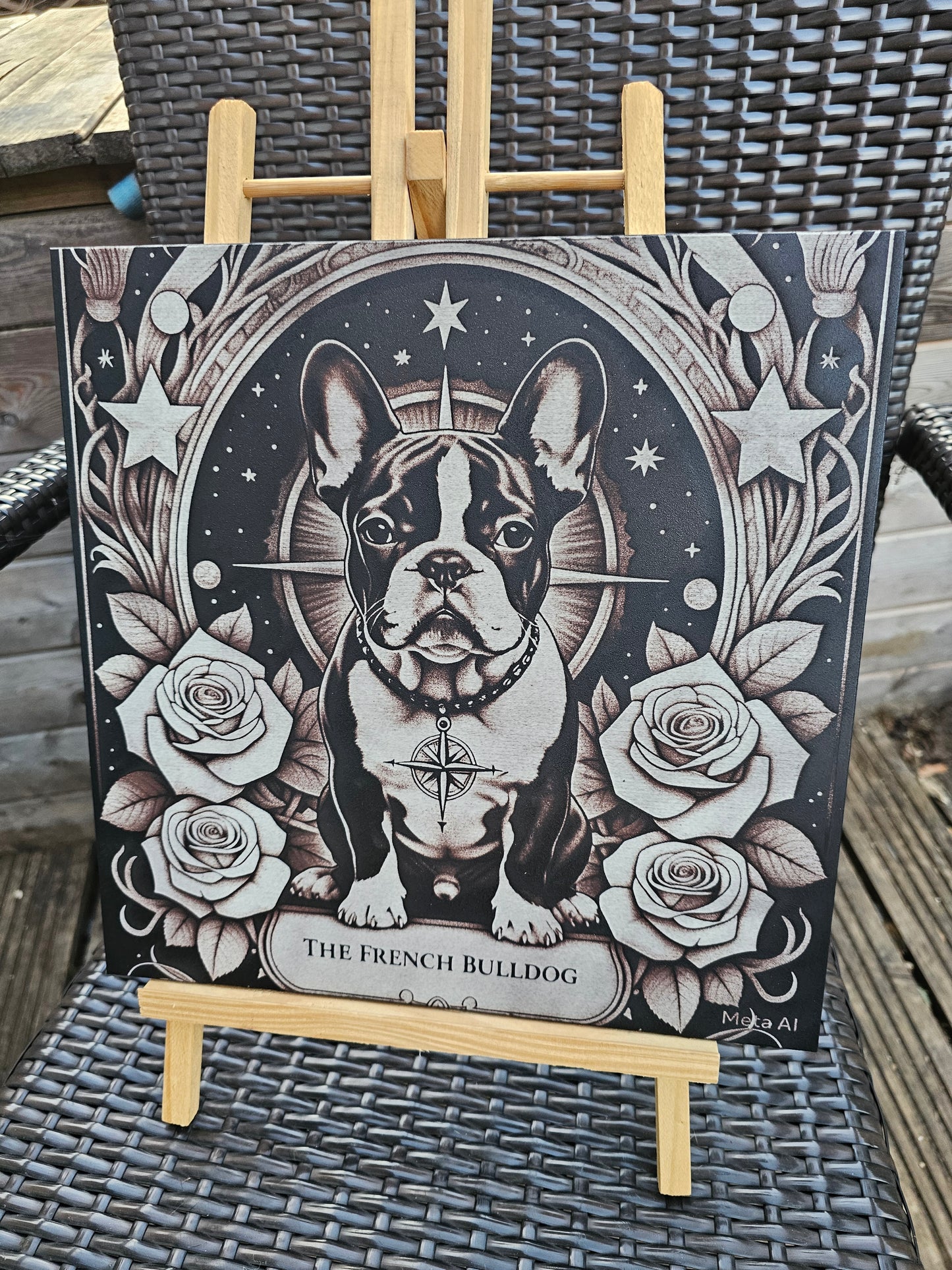 tile French Bulldog Spirit – 30cm x 30cm Laser Engraved White Ceramic