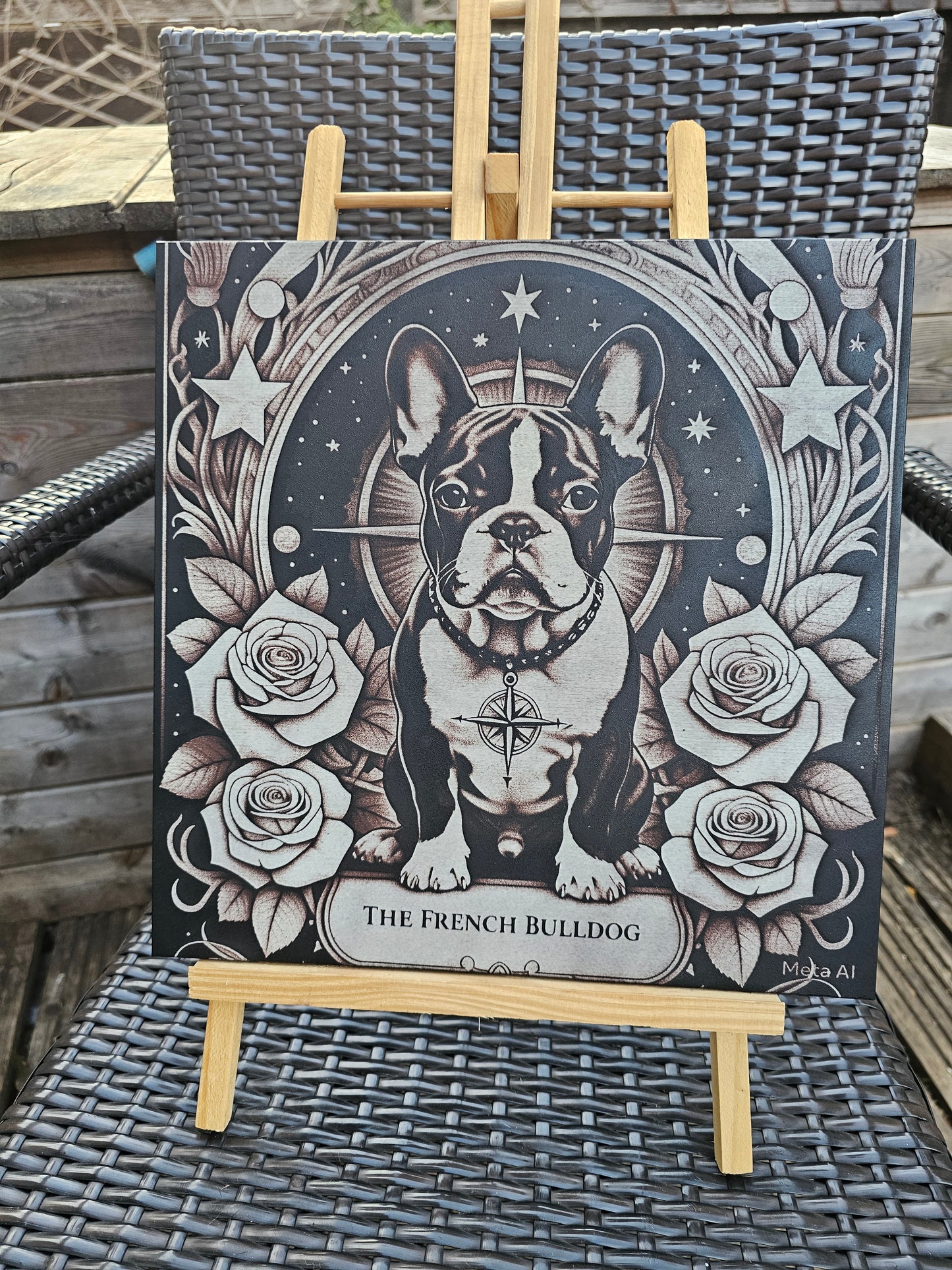 tile French Bulldog Spirit – 30cm x 30cm Laser Engraved White Ceramic