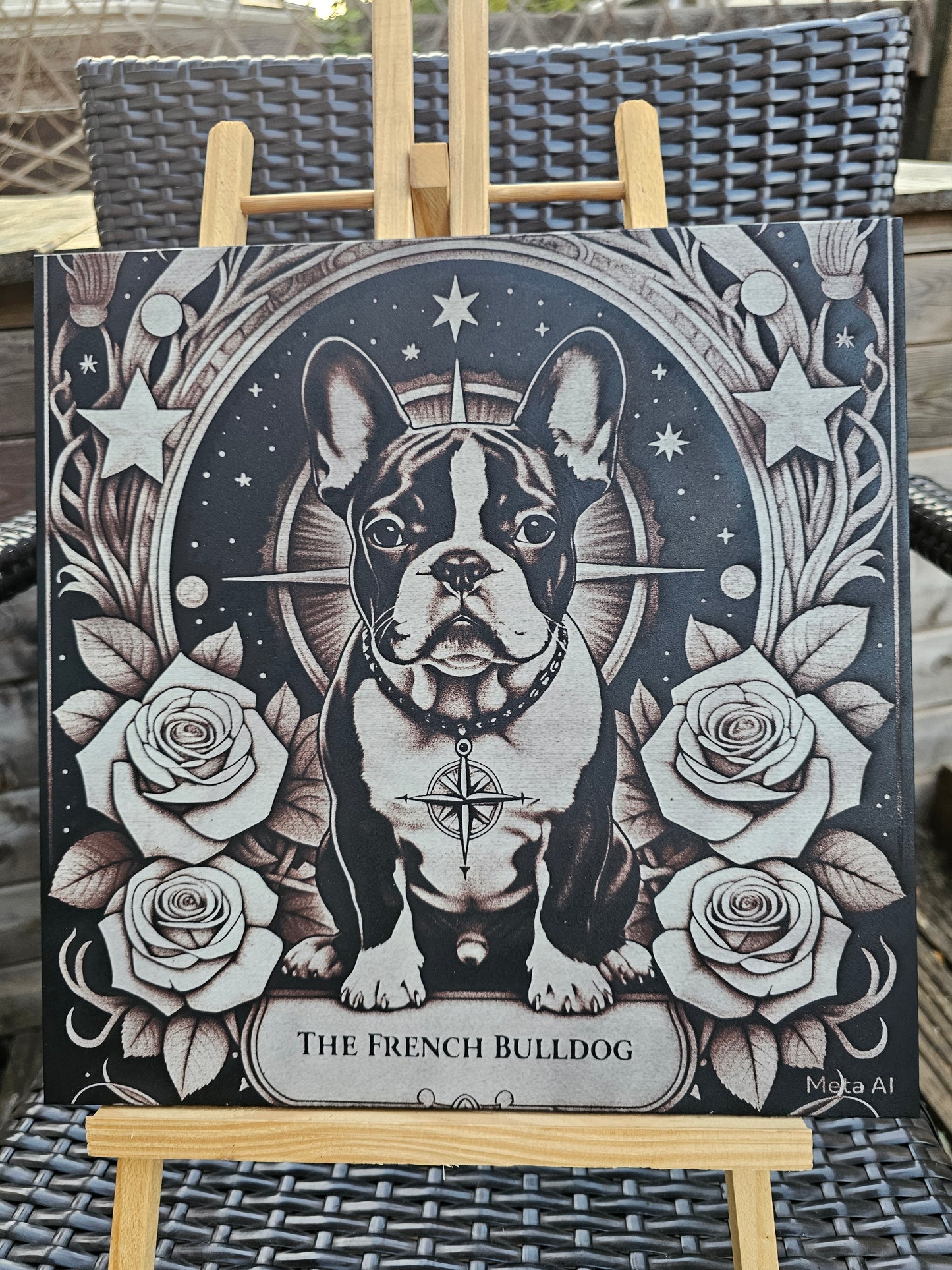 tile French Bulldog Spirit – 30cm x 30cm Laser Engraved White Ceramic