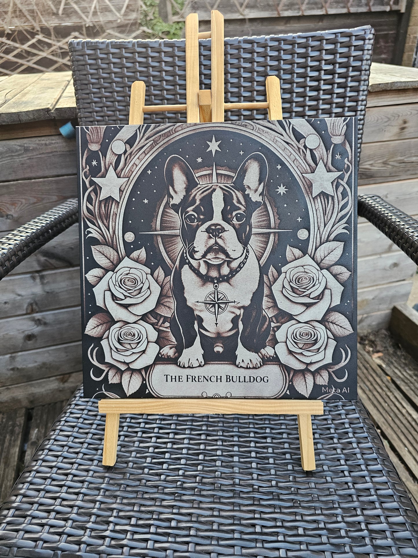 tile French Bulldog Spirit – 30cm x 30cm Laser Engraved White Ceramic