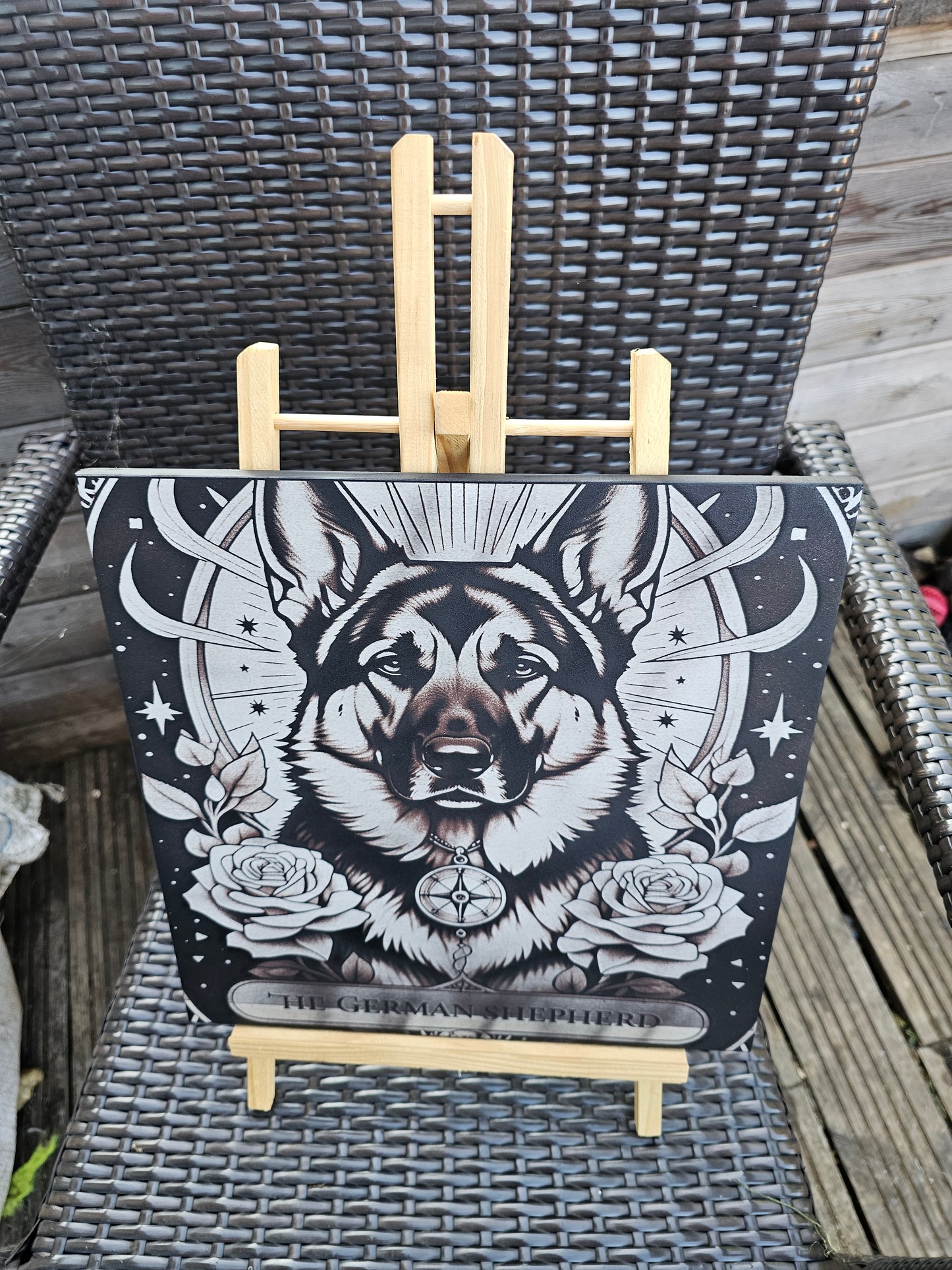 TILE German Shepherd Spirit Animal Art – 30cm x 30cm Hand-Sprayed