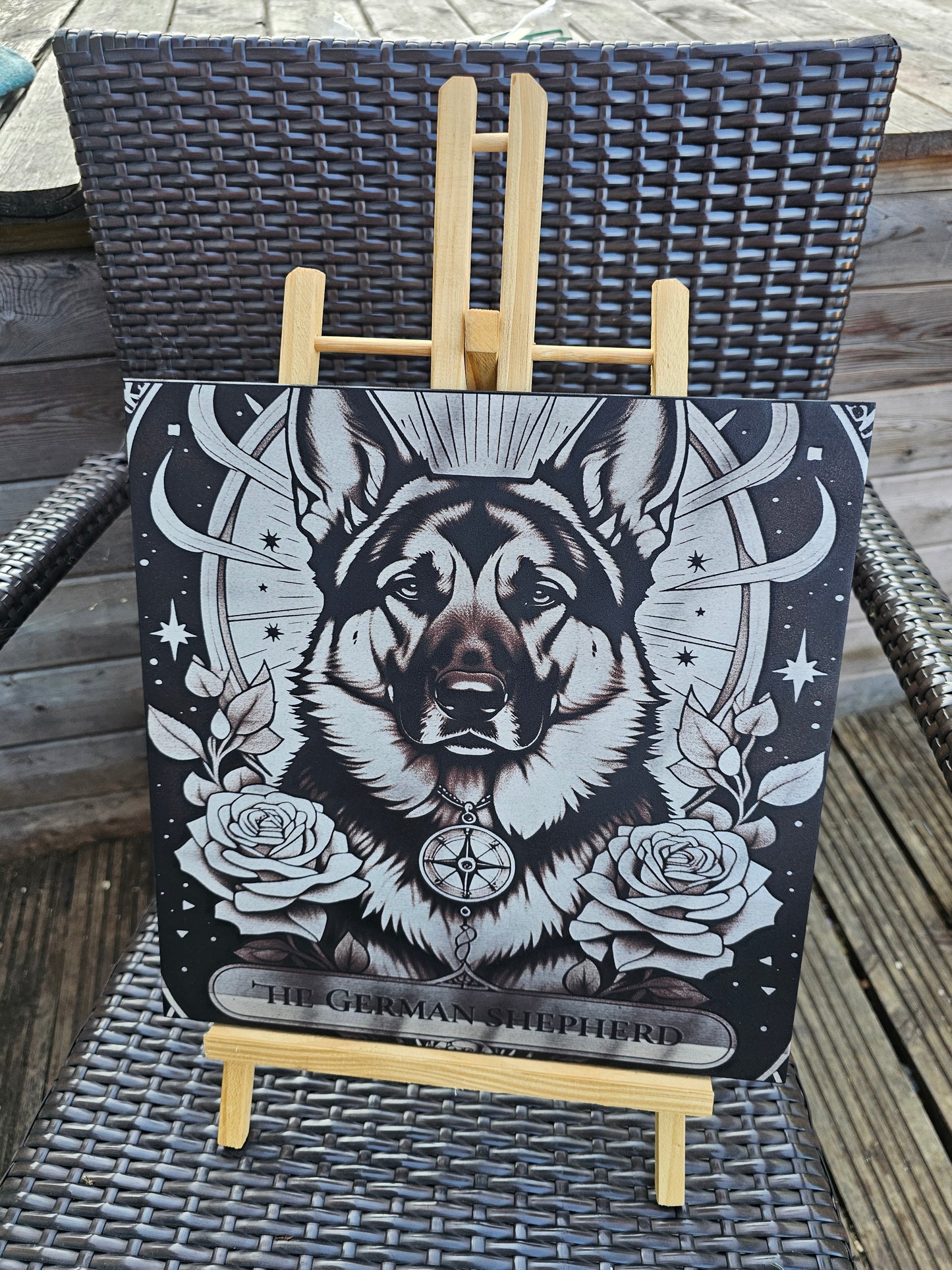 TILE German Shepherd Spirit Animal Art – 30cm x 30cm Hand-Sprayed