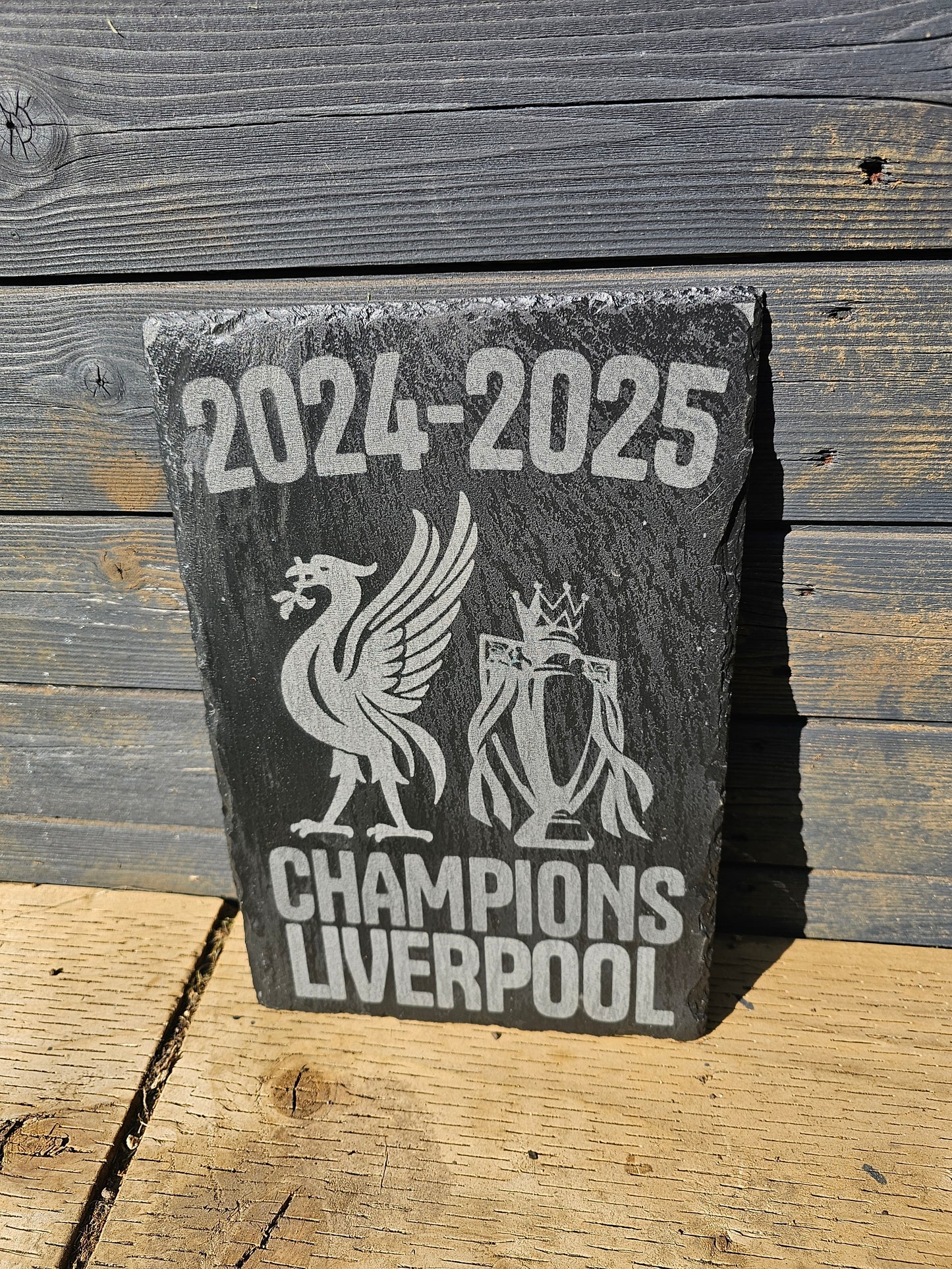 slate Liverpool FC 2024–2025 Champions Sign – 30cm x 20cm Laser