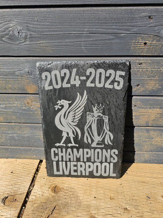 slate Liverpool FC 2024–2025 Champions Sign – 30cm x 20cm Laser