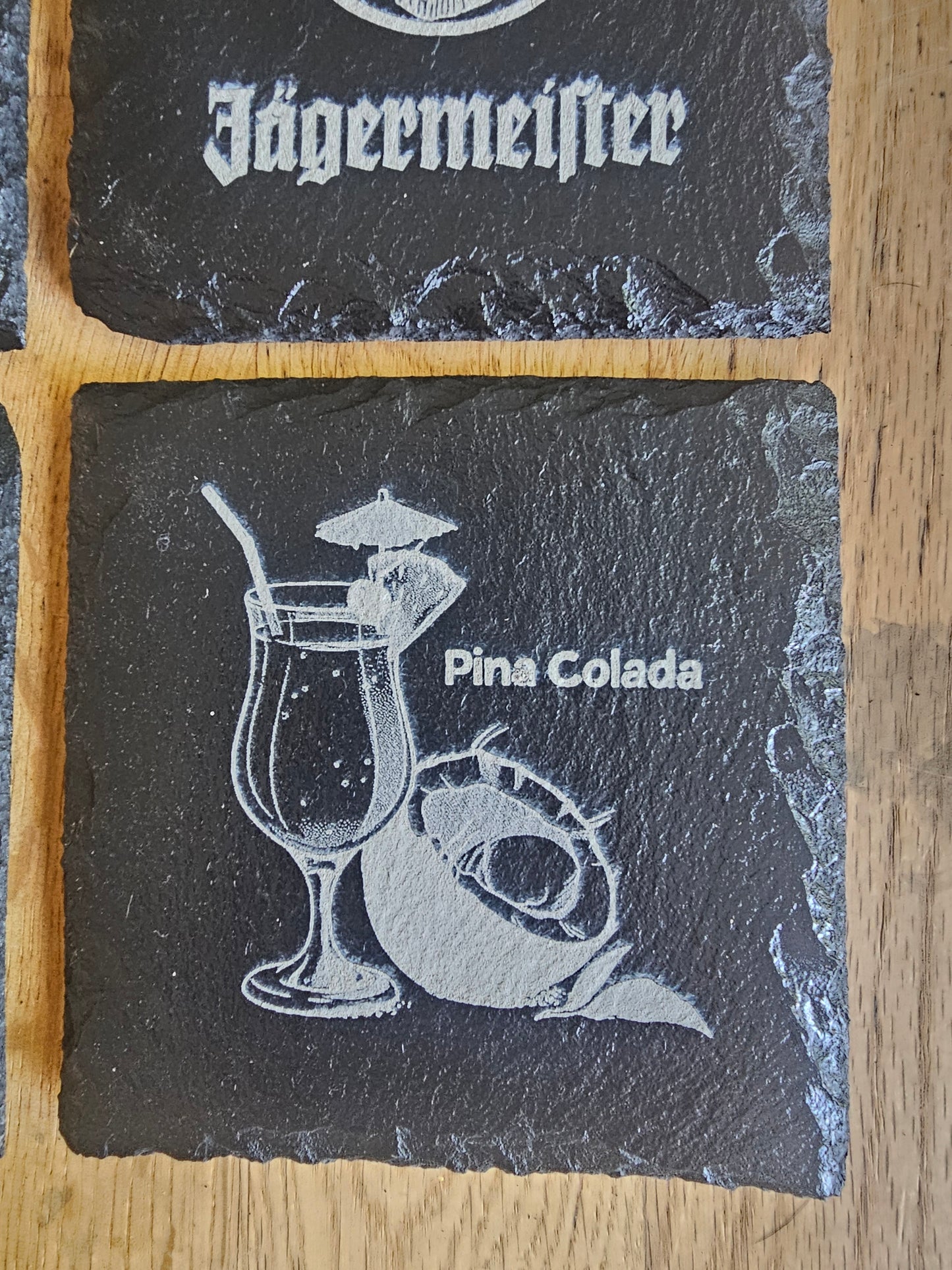 slate Laser Engraved Drinks Coaster Set – 6x Alcohol Designs