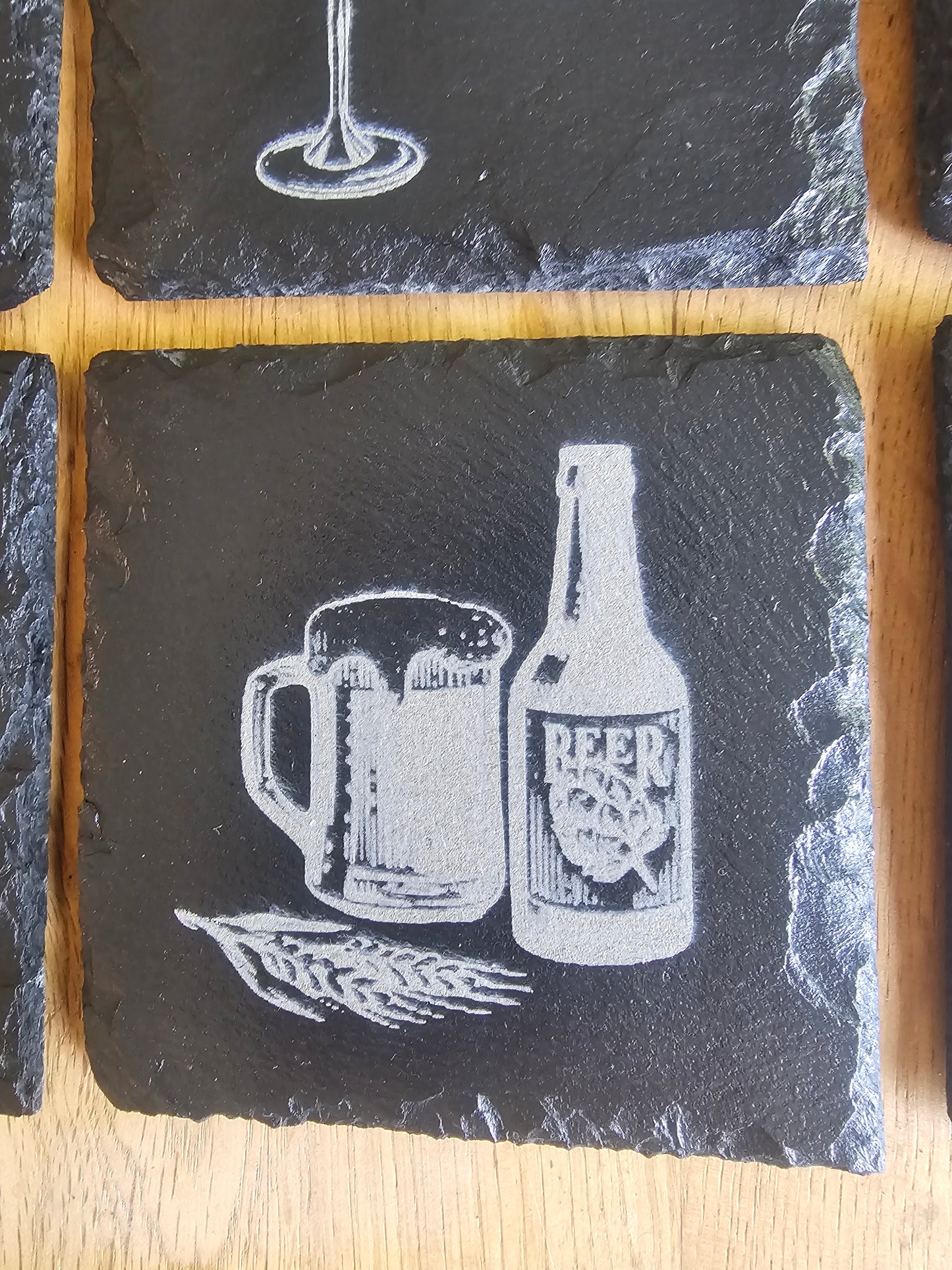 slate Laser Engraved Drinks Coaster Set – 6x Alcohol Designs