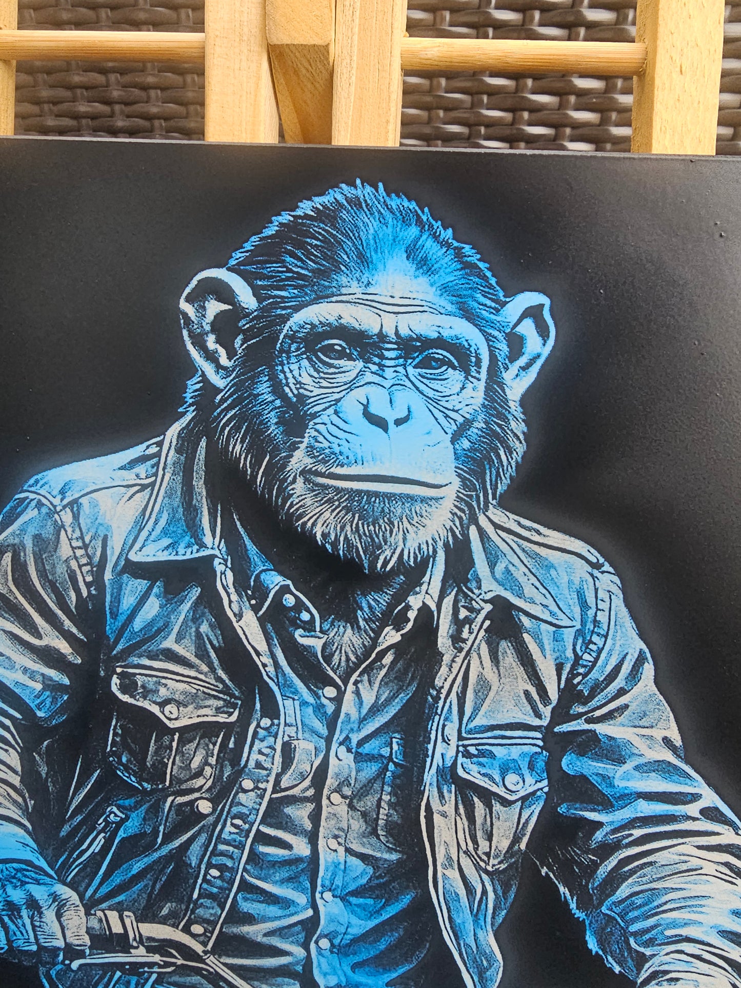 tile Cool Chimp on Motorcycle – Laser Engraved 30cm x 30cm White Tile