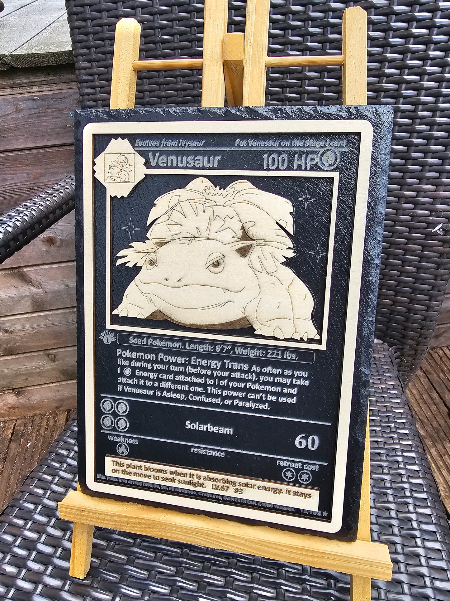 Venusaur Laser Engraved Pokémon Slate Plaque – 29cm x 21cm – Retro