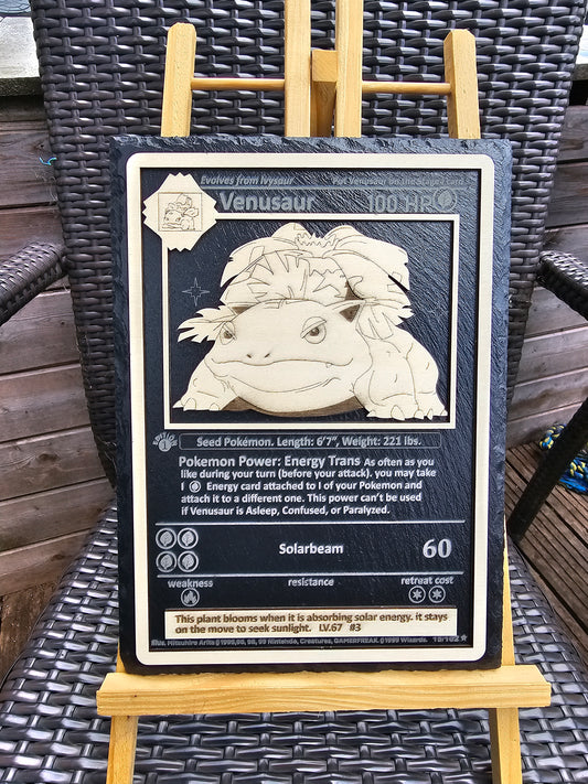 Venusaur Laser Engraved Pokémon Slate Plaque – 29cm x 21cm – Retro