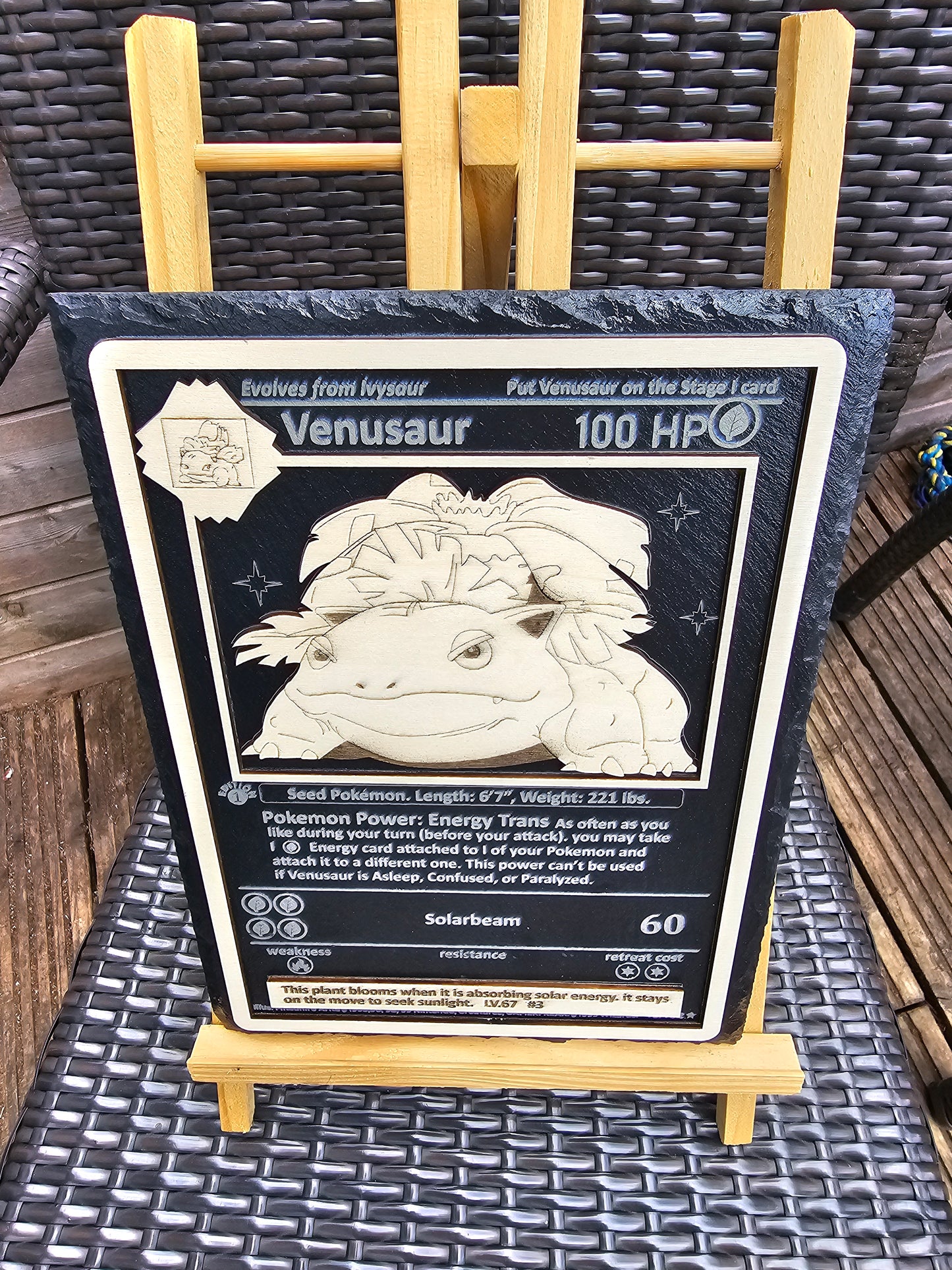 Venusaur Laser Engraved Pokémon Slate Plaque – 29cm x 21cm – Retro