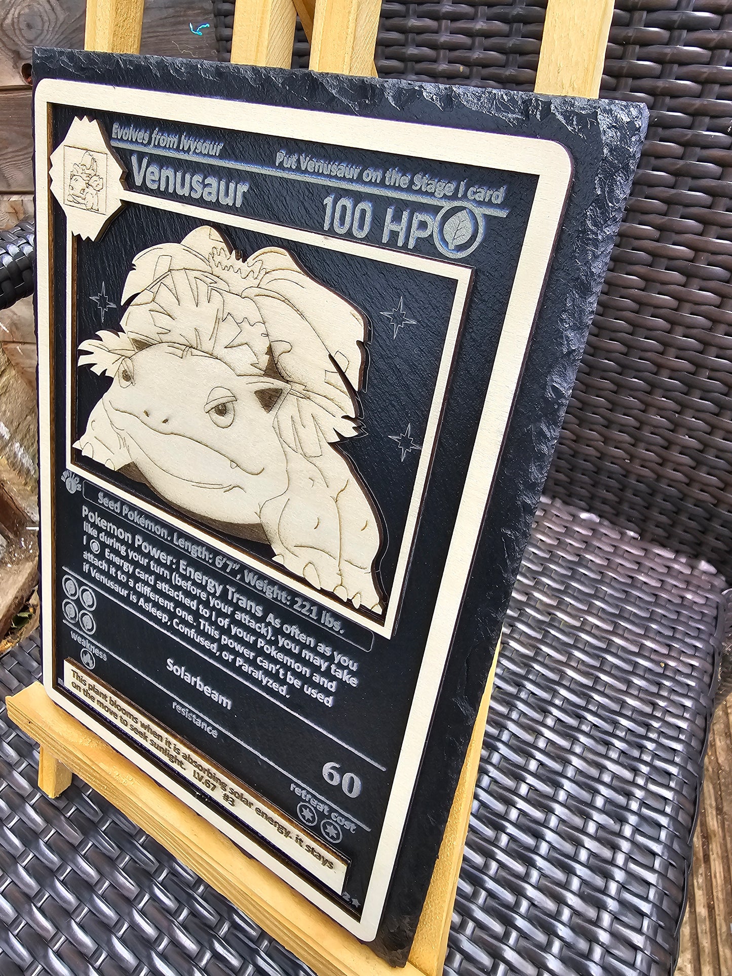 Venusaur Laser Engraved Pokémon Slate Plaque – 29cm x 21cm – Retro