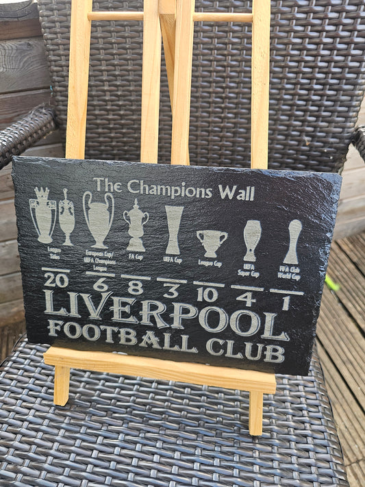 slate Liverpool FC Champions Wall Plaque – 30x20cm Laser Engraved