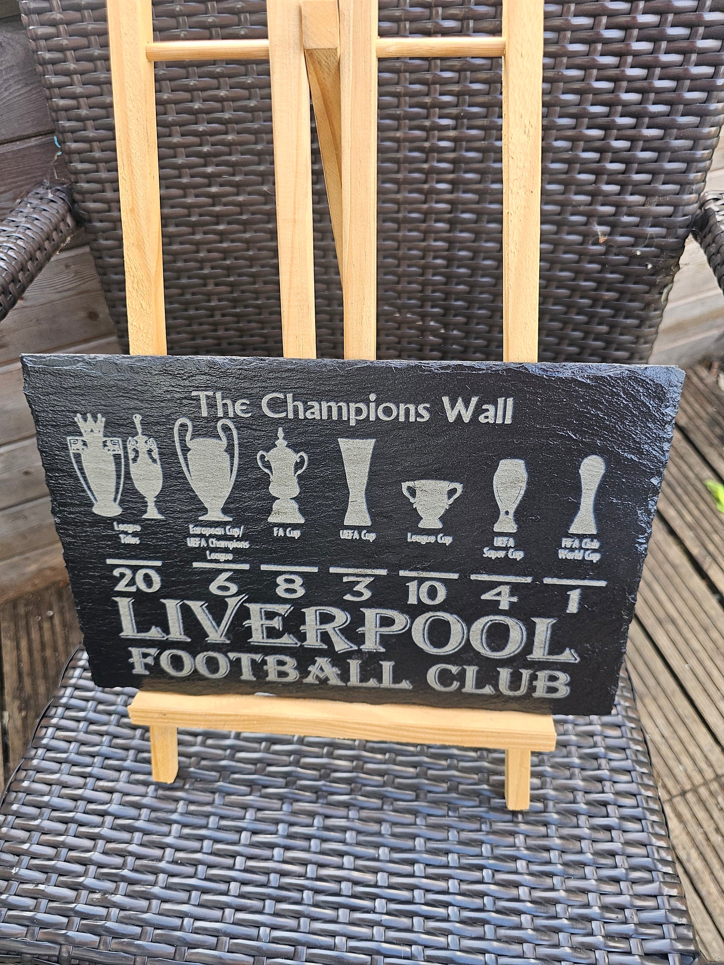 slate Liverpool FC Champions Wall Plaque – 30x20cm Laser Engraved