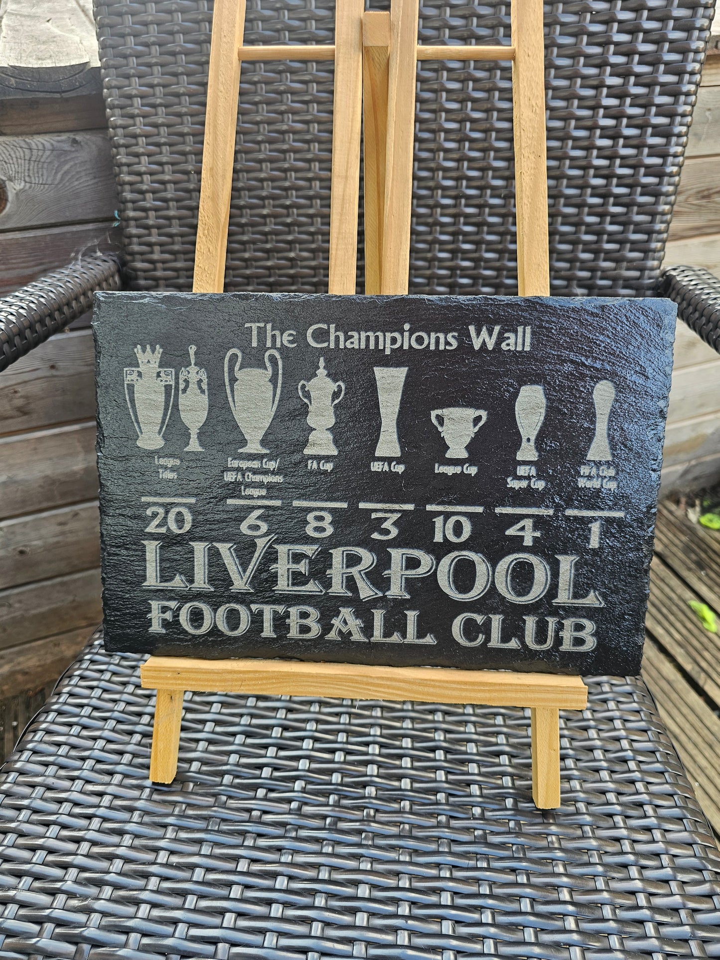 slate Liverpool FC Champions Wall Plaque – 30x20cm Laser Engraved