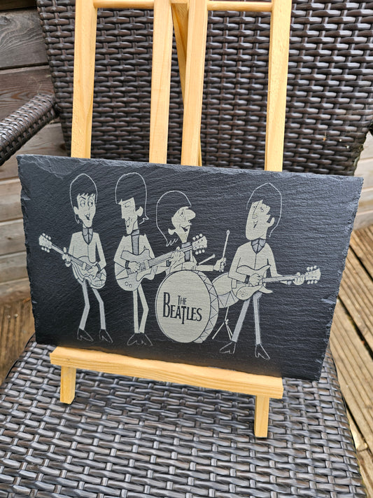 slate The Beatles Cartoon Laser Engraved Plaque – 30cm x 20cm –