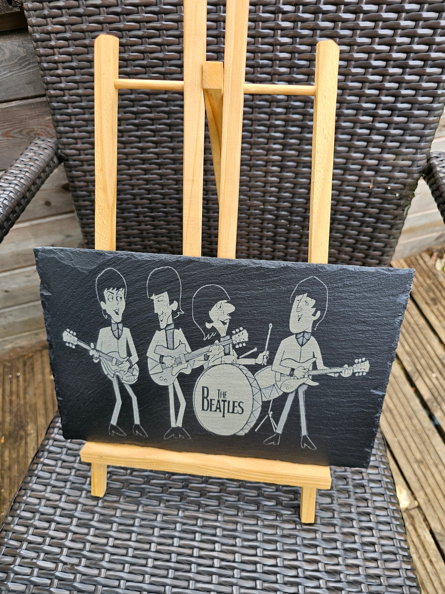 slate The Beatles Cartoon Laser Engraved Plaque – 30cm x 20cm –
