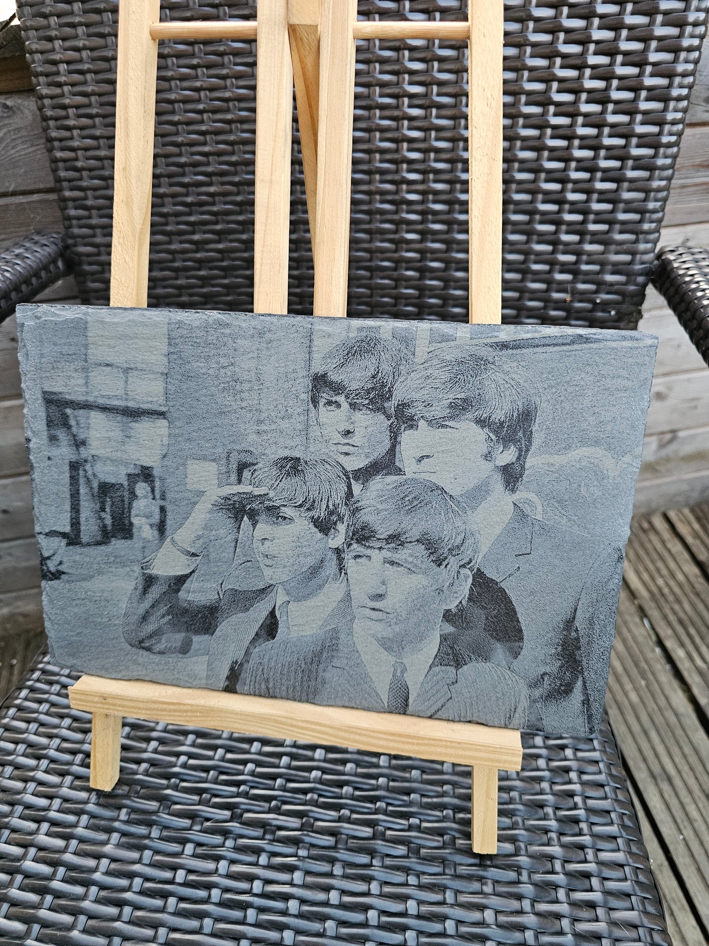 slate Laser Engraved Beatles Art – Iconic 1960s Portrait