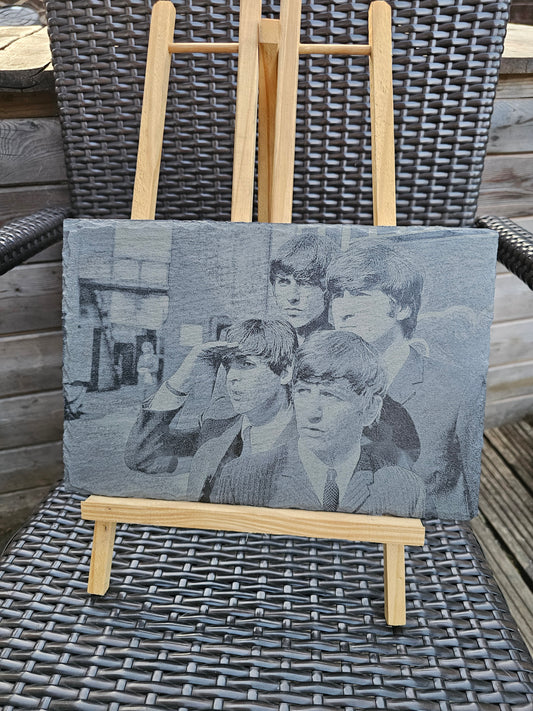 slate Laser Engraved Beatles Art – Iconic 1960s Portrait