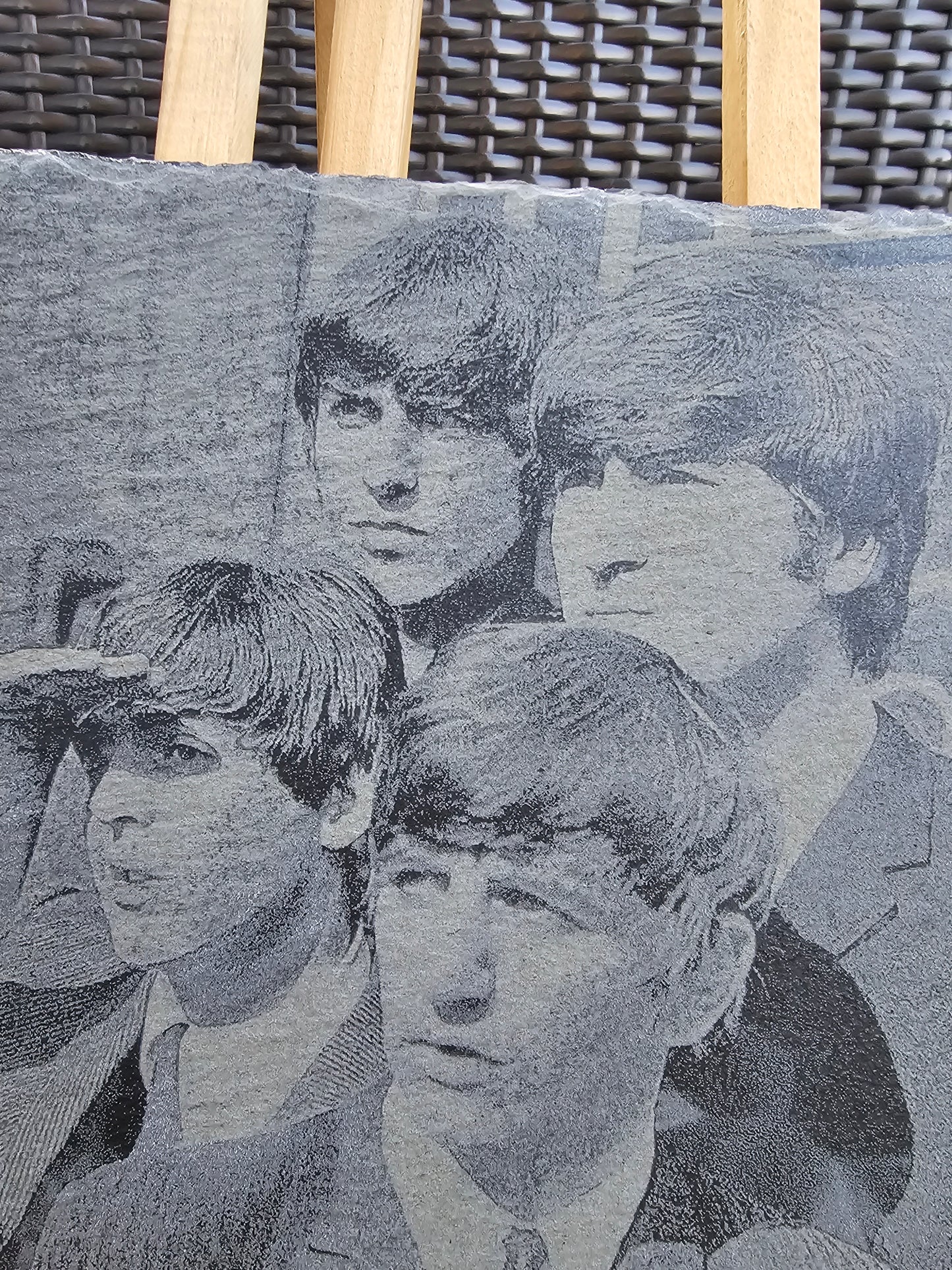 slate Laser Engraved Beatles Art – Iconic 1960s Portrait