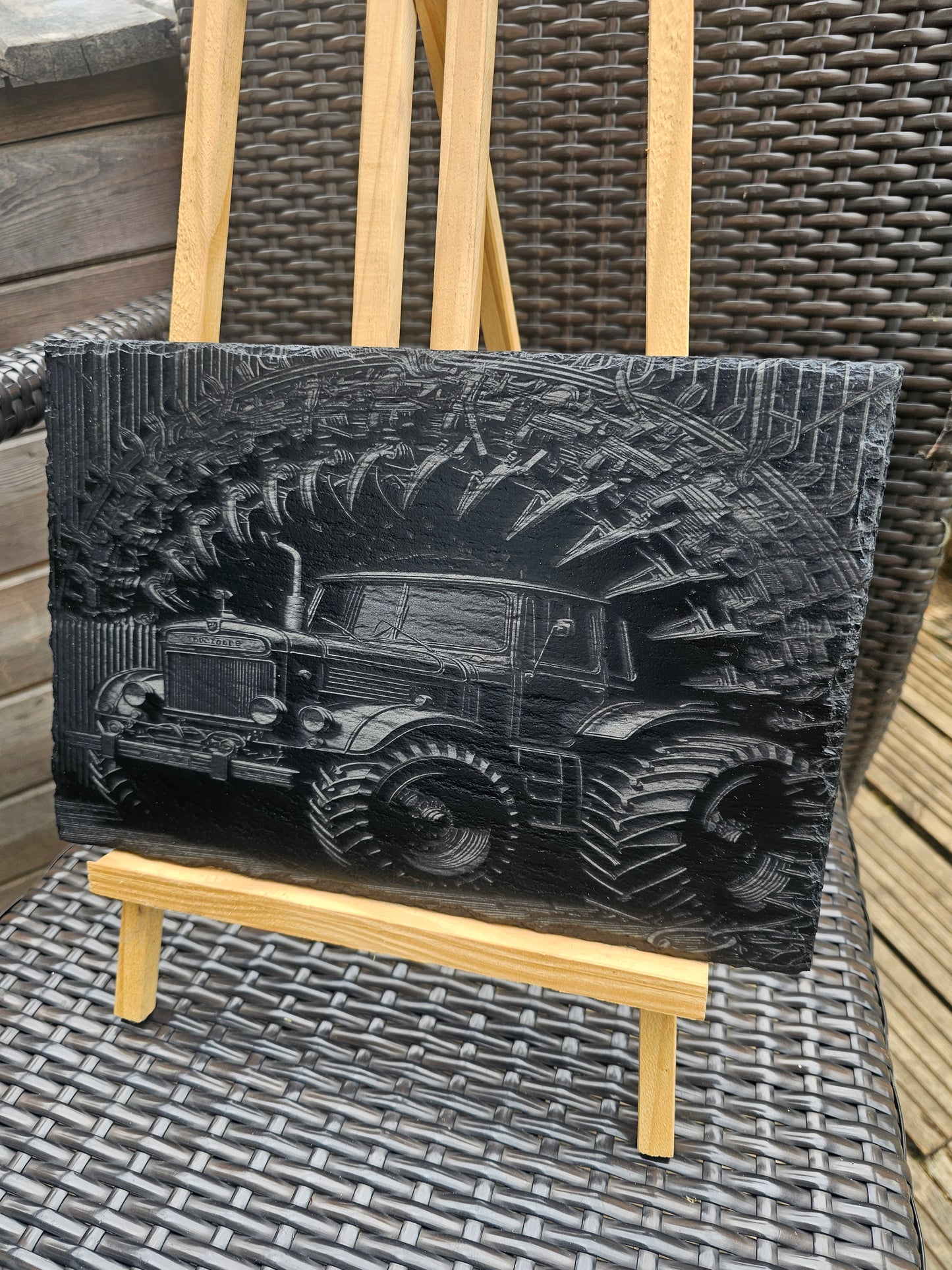 slate Laser Engraved Tractor Sign – Farm Life Wall Art – Rustic Black