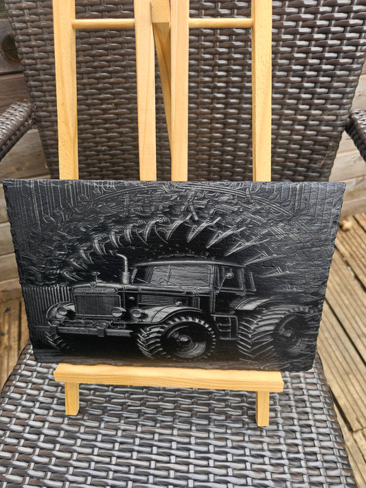 slate Laser Engraved Tractor Sign – Farm Life Wall Art – Rustic Black