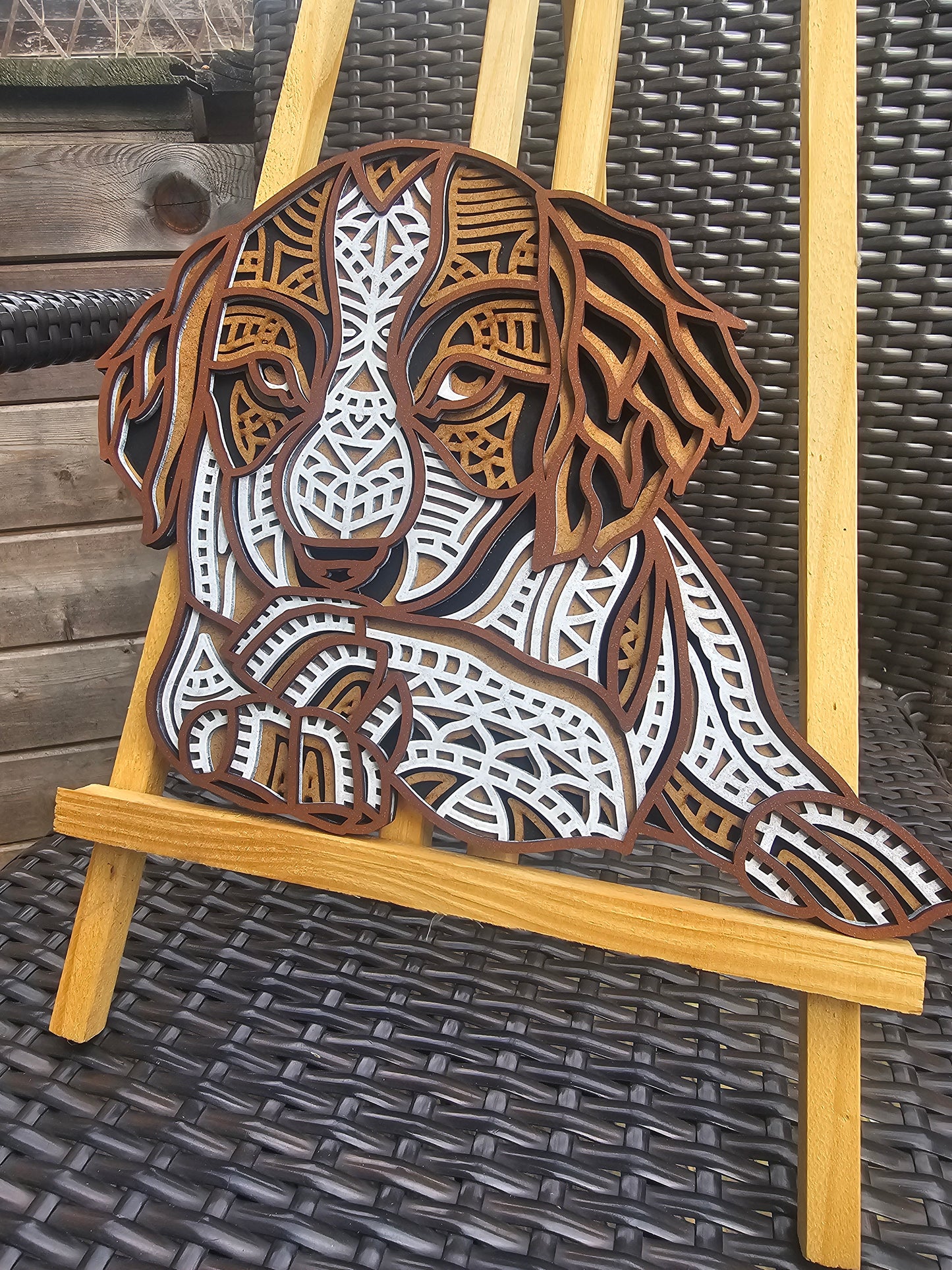 layered Geometric Spaniel Wall Art – 4-Layered 3mm MDF | 21cm x 28cm