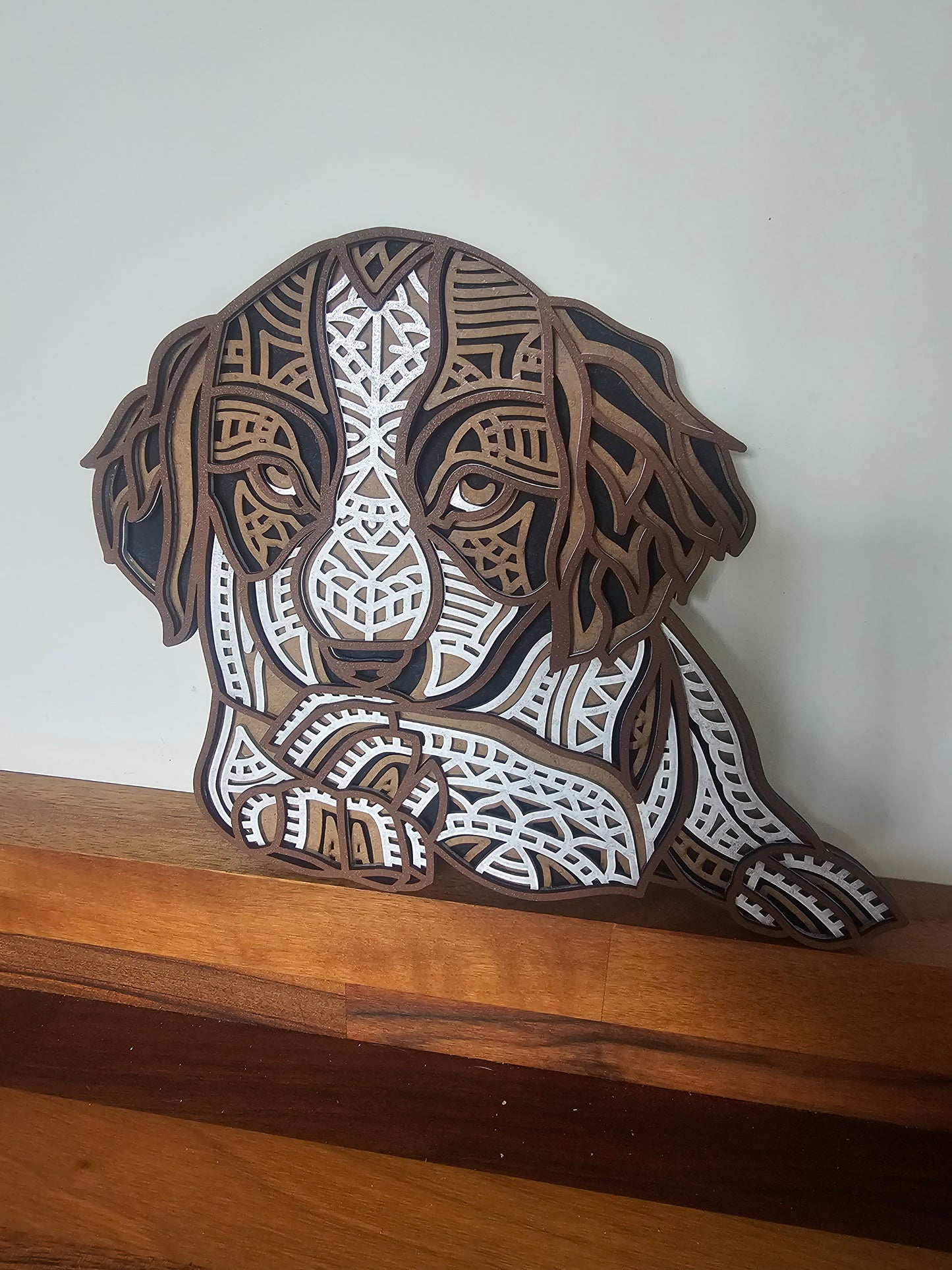 layered Geometric Spaniel Wall Art – 4-Layered 3mm MDF | 21cm x 28cm