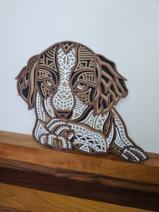 layered Geometric Spaniel Wall Art – 4-Layered 3mm MDF | 21cm x 28cm