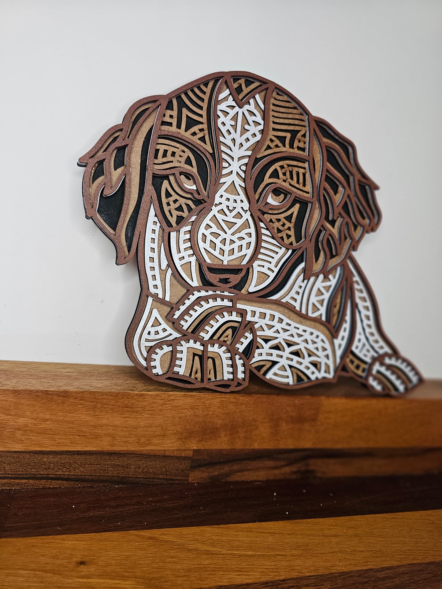 layered Geometric Spaniel Wall Art – 4-Layered 3mm MDF | 21cm x 28cm