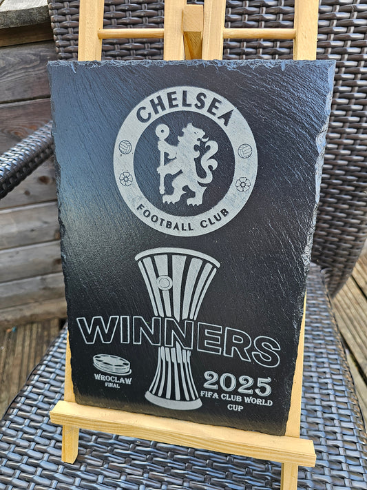 slate Chelsea FC FIFA Club World Cup Winners 2025 – 30x20cm Laser