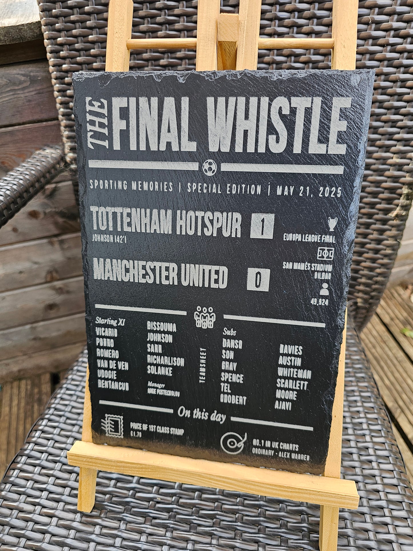 slate Tottenham vs Manchester United Plaque – Europa League Final 2025