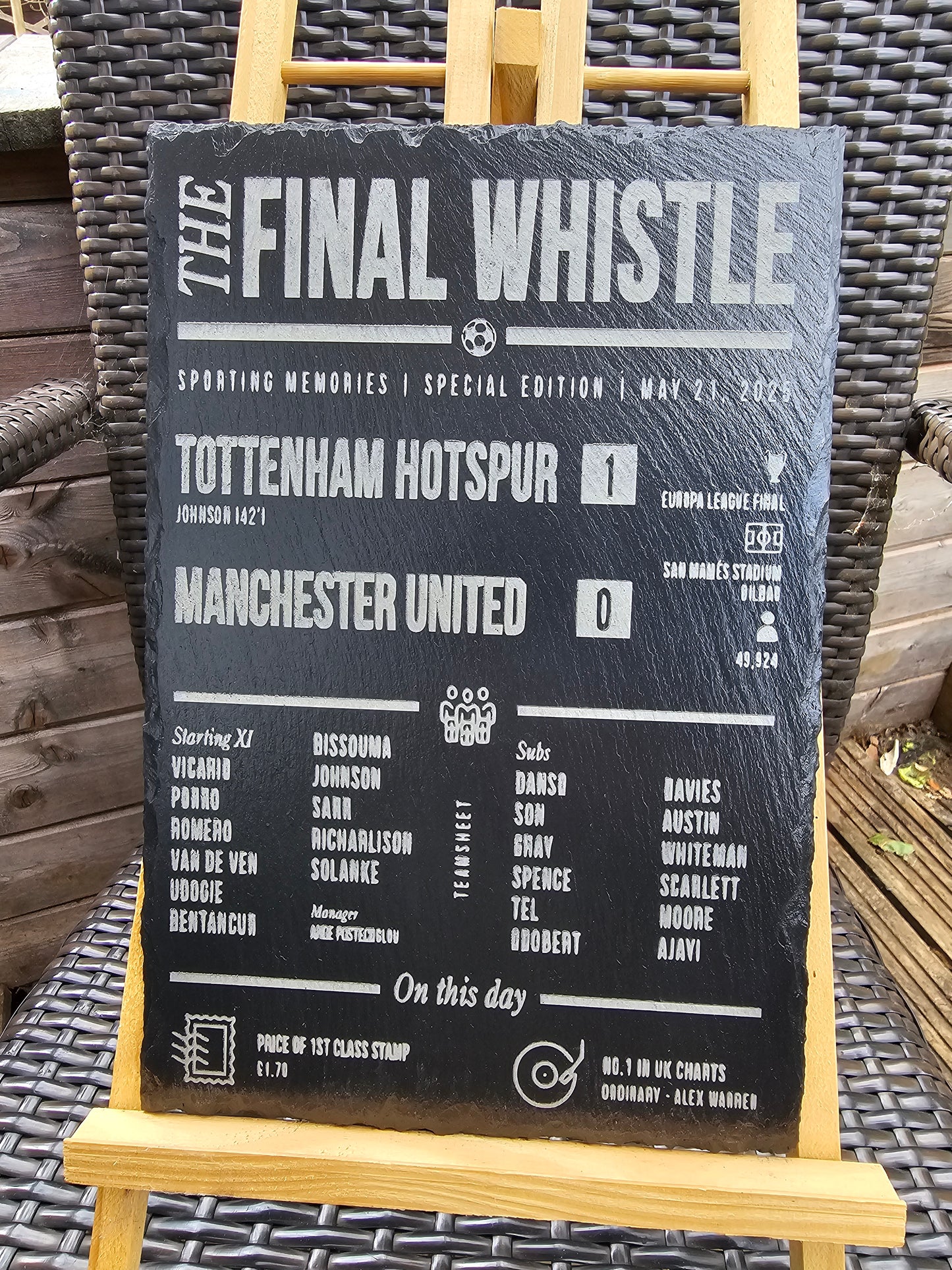 slate Tottenham vs Manchester United Plaque – Europa League Final 2025