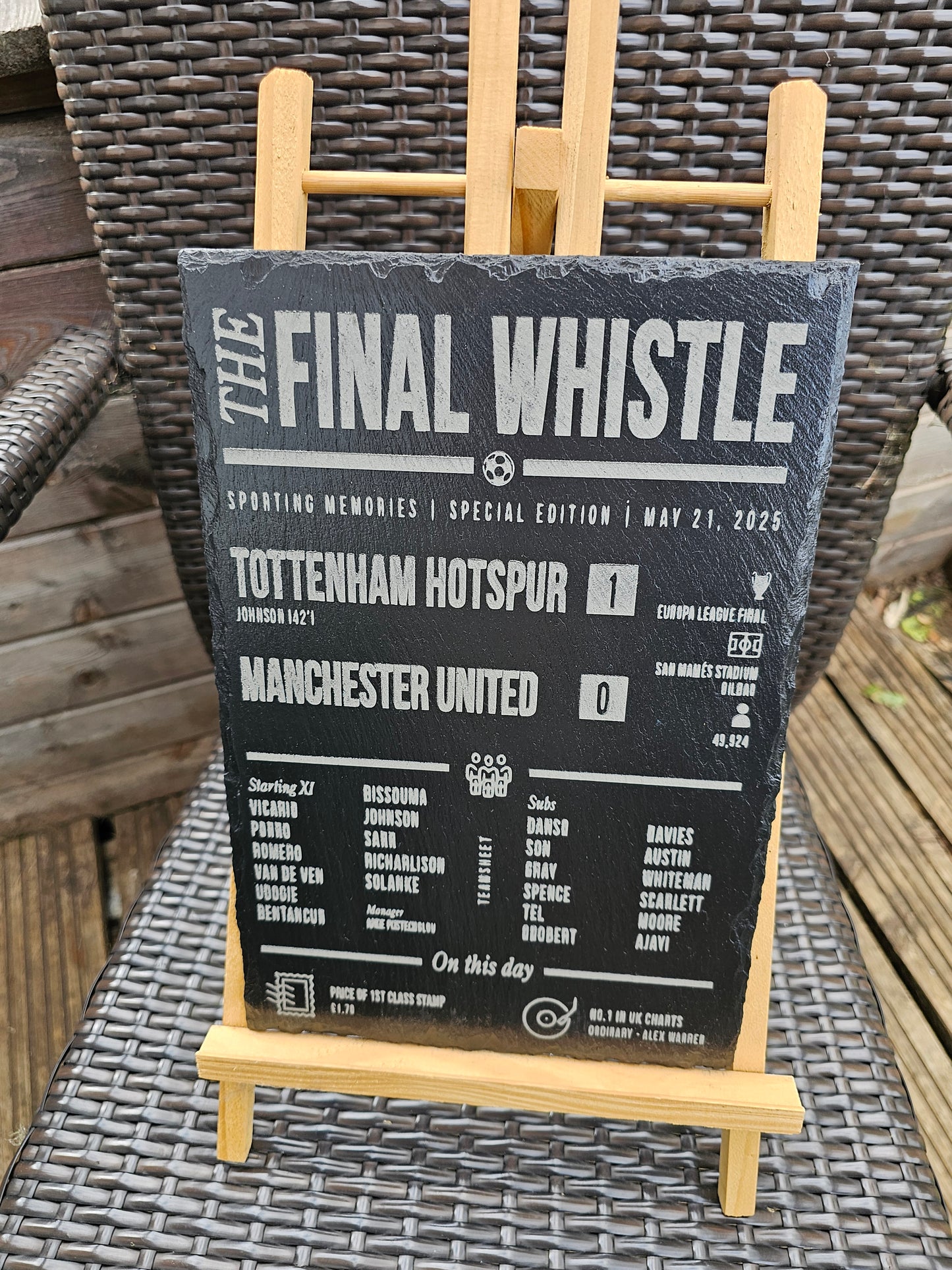 slate Tottenham vs Manchester United Plaque – Europa League Final 2025