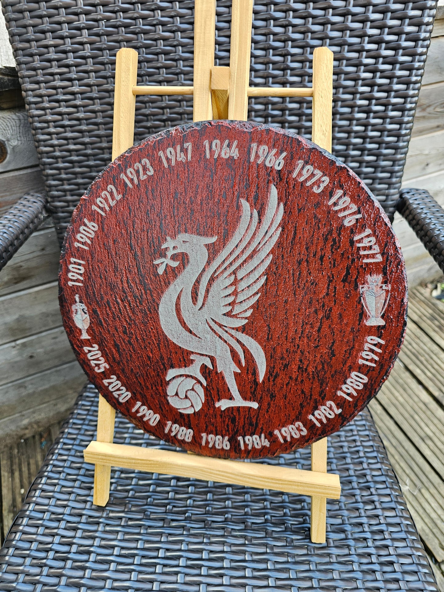 slate Liverpool FC Title Years Plaque | 30cm Round Painted & Engraved