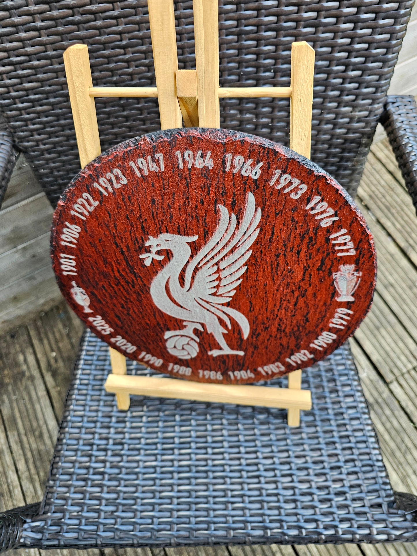 slate Liverpool FC Title Years Plaque | 30cm Round Painted & Engraved