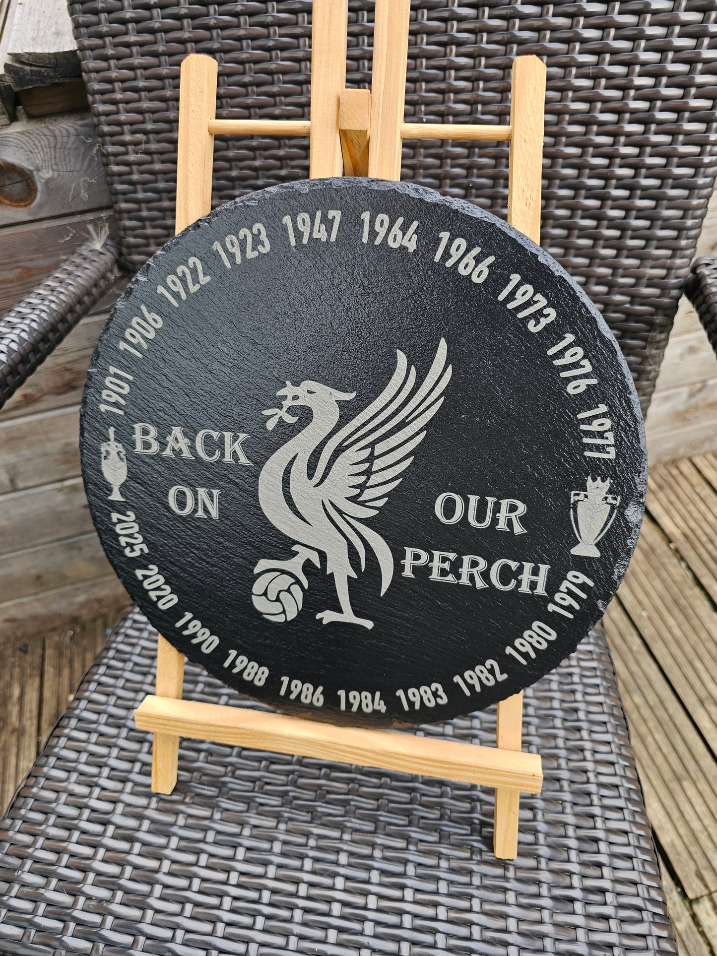 slate Engraved Liverpool FC Plaque – Championship Years | Round Slate